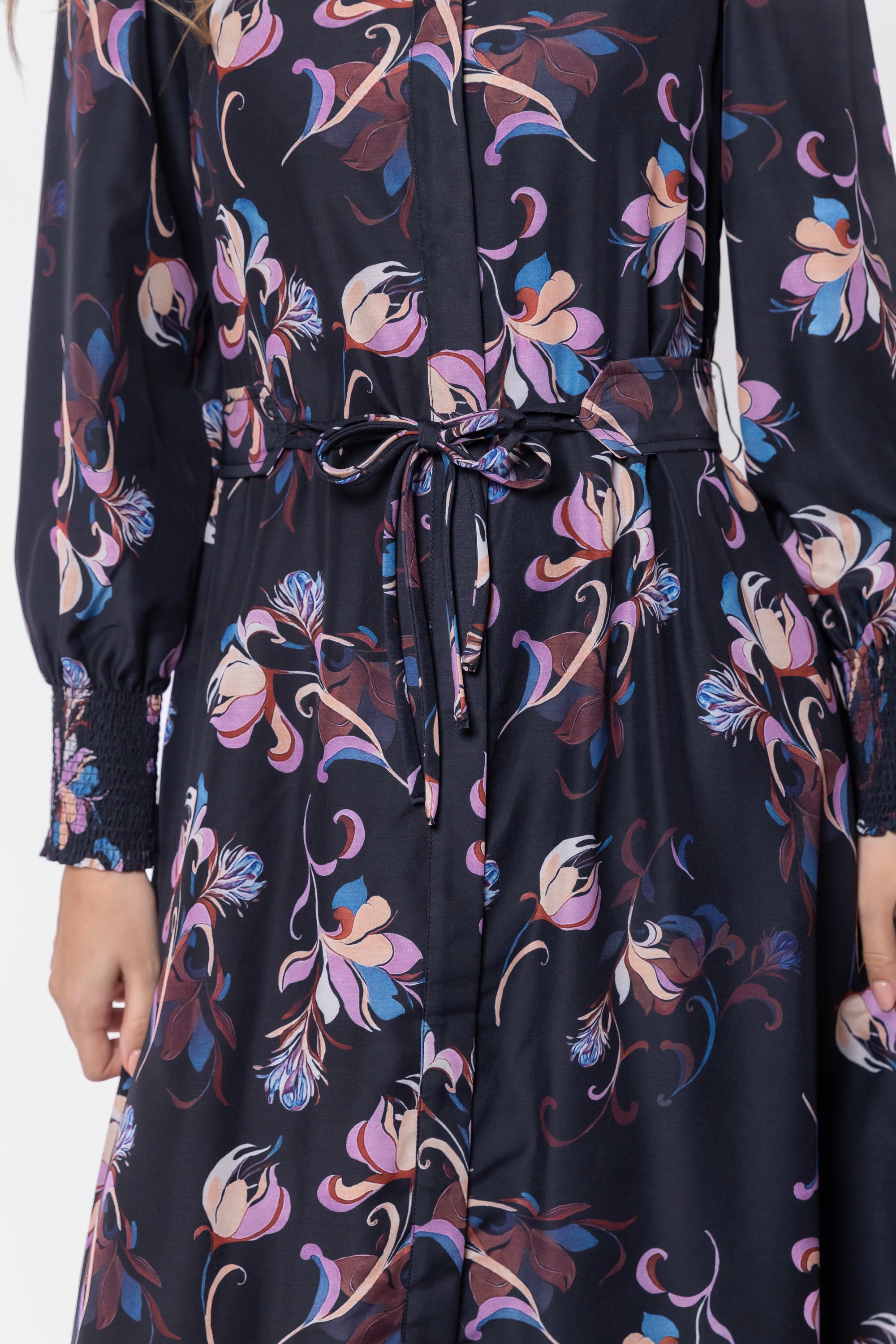 Connie Dress (Black Flower)