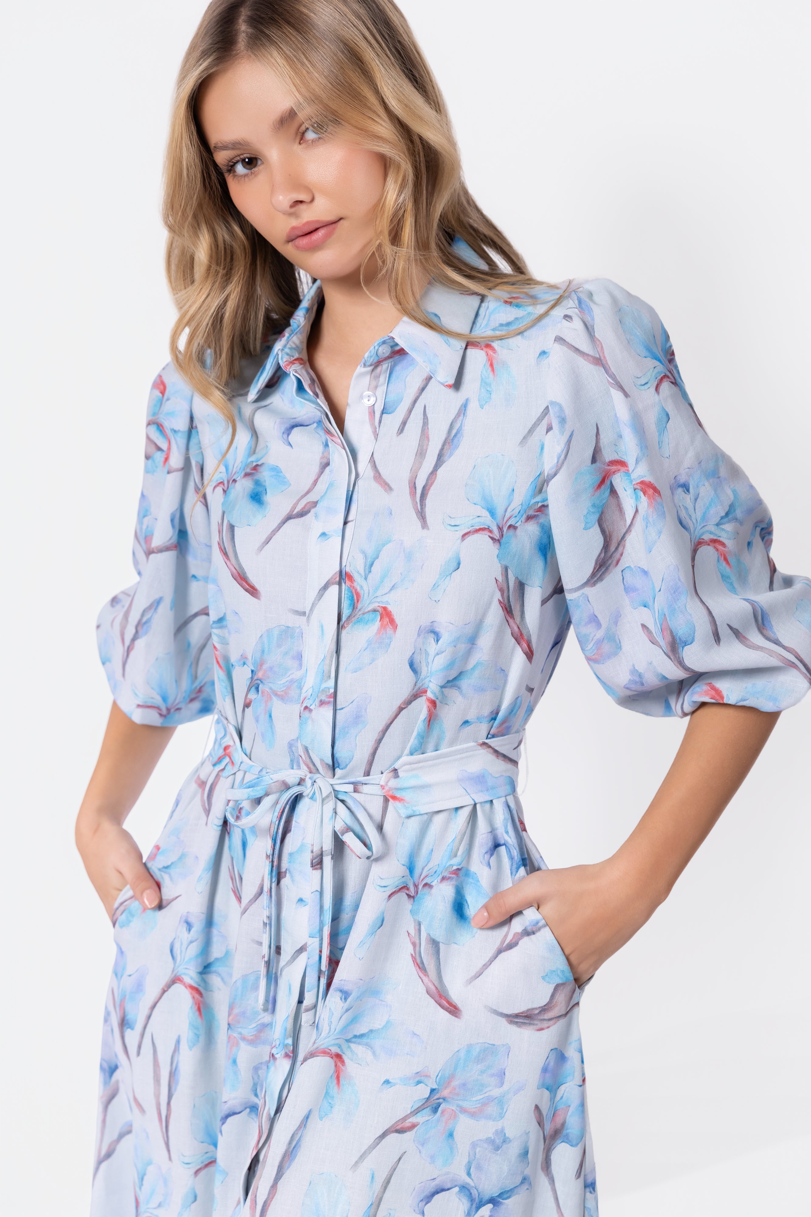 aya　ブルー24サイズ Alice Dress Short Sleeve (Blue Flower) – Yakira Bella