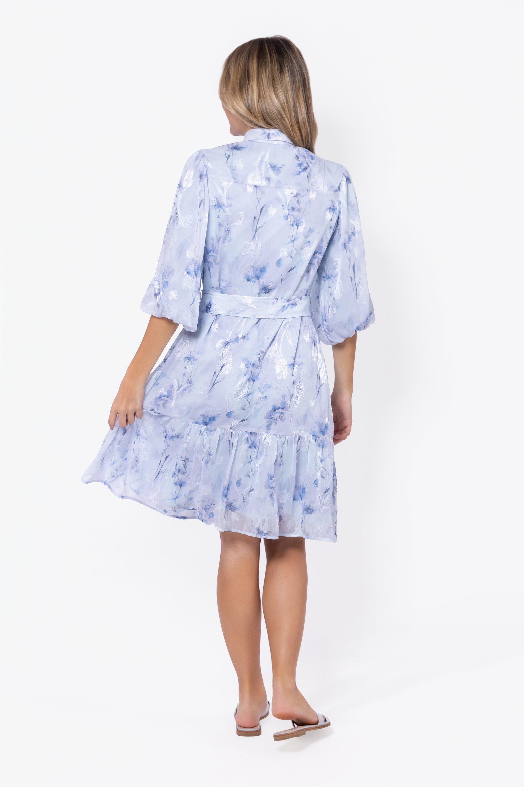 Allie Dress Short Sleeve 41" (Blue Flower)