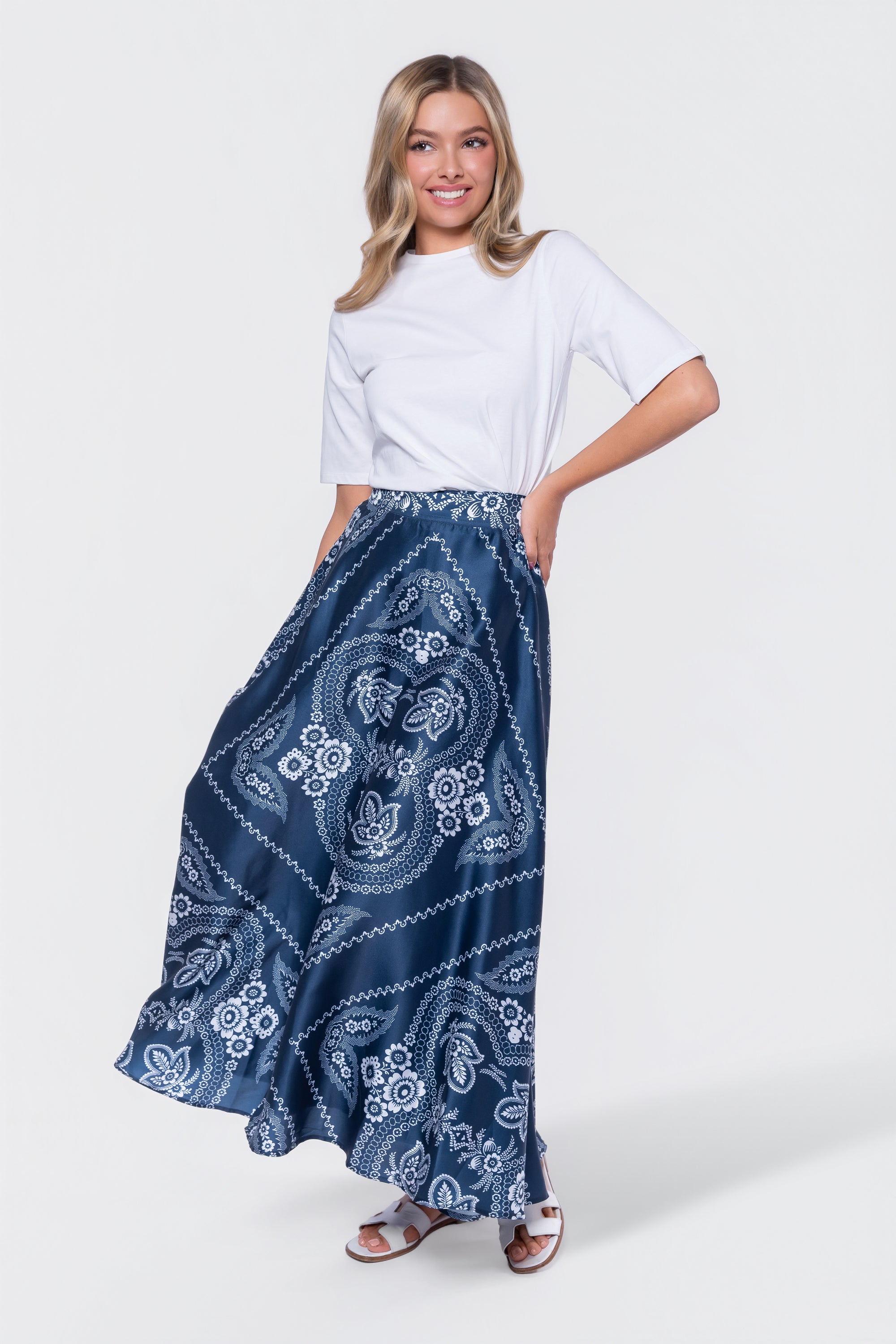 Ella Skirt 38" (Navy Ground)