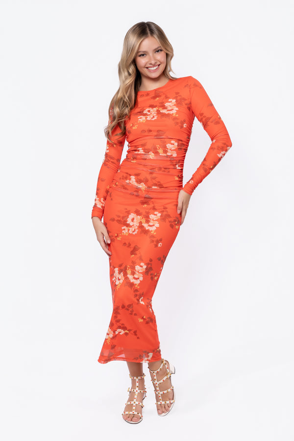 Alia Dress (Orange Flower)