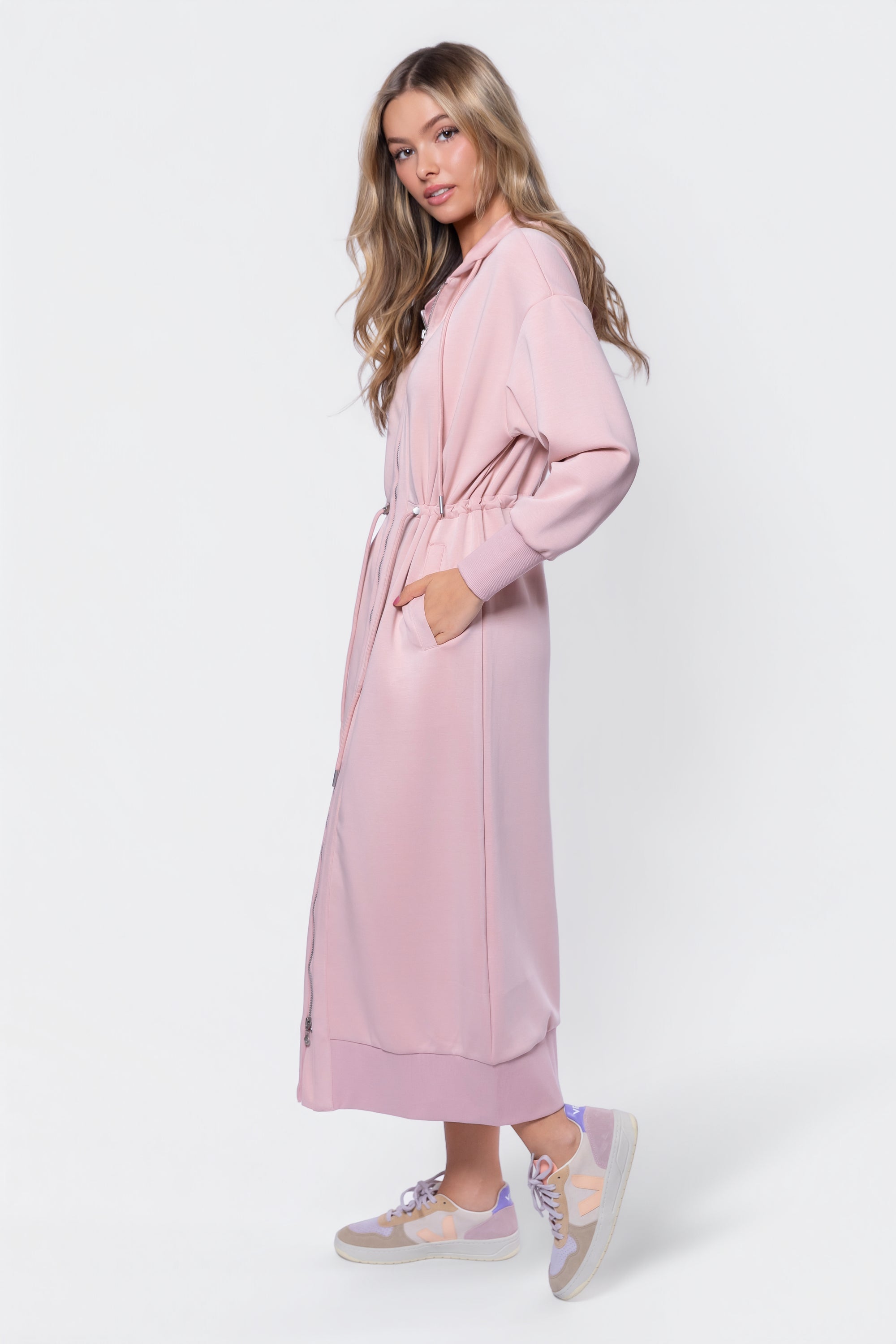 pink blush womens dresses 1950s Puffy Blush Pink Chiffon Cocktail Dress