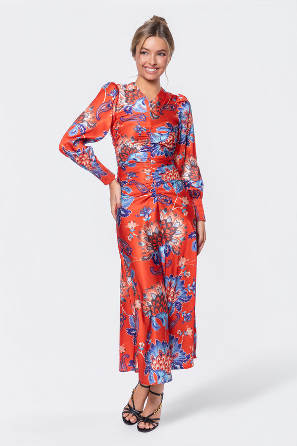 Audrey Dress Long Sleeve (Red/Blue)