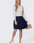 Gabrielle Cardigan (White/Blue)