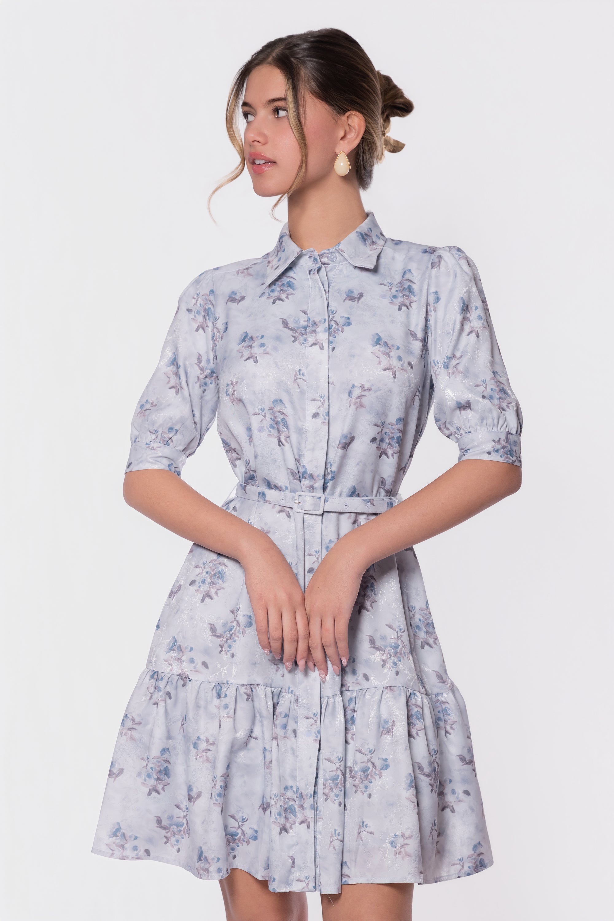 Celine Dress 37" (Light Blue Flower)