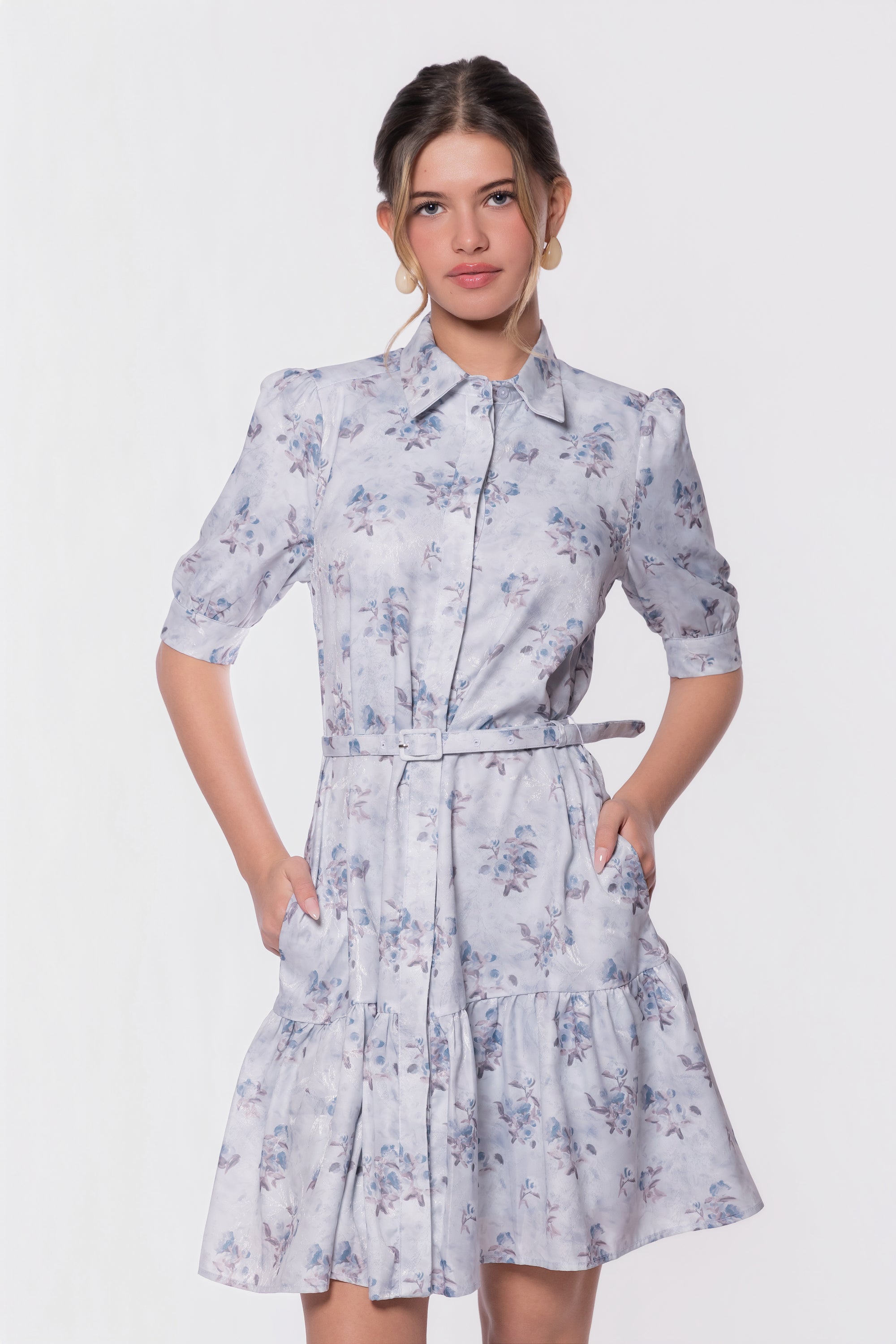 Celine Dress 37" (Light Blue Flower)