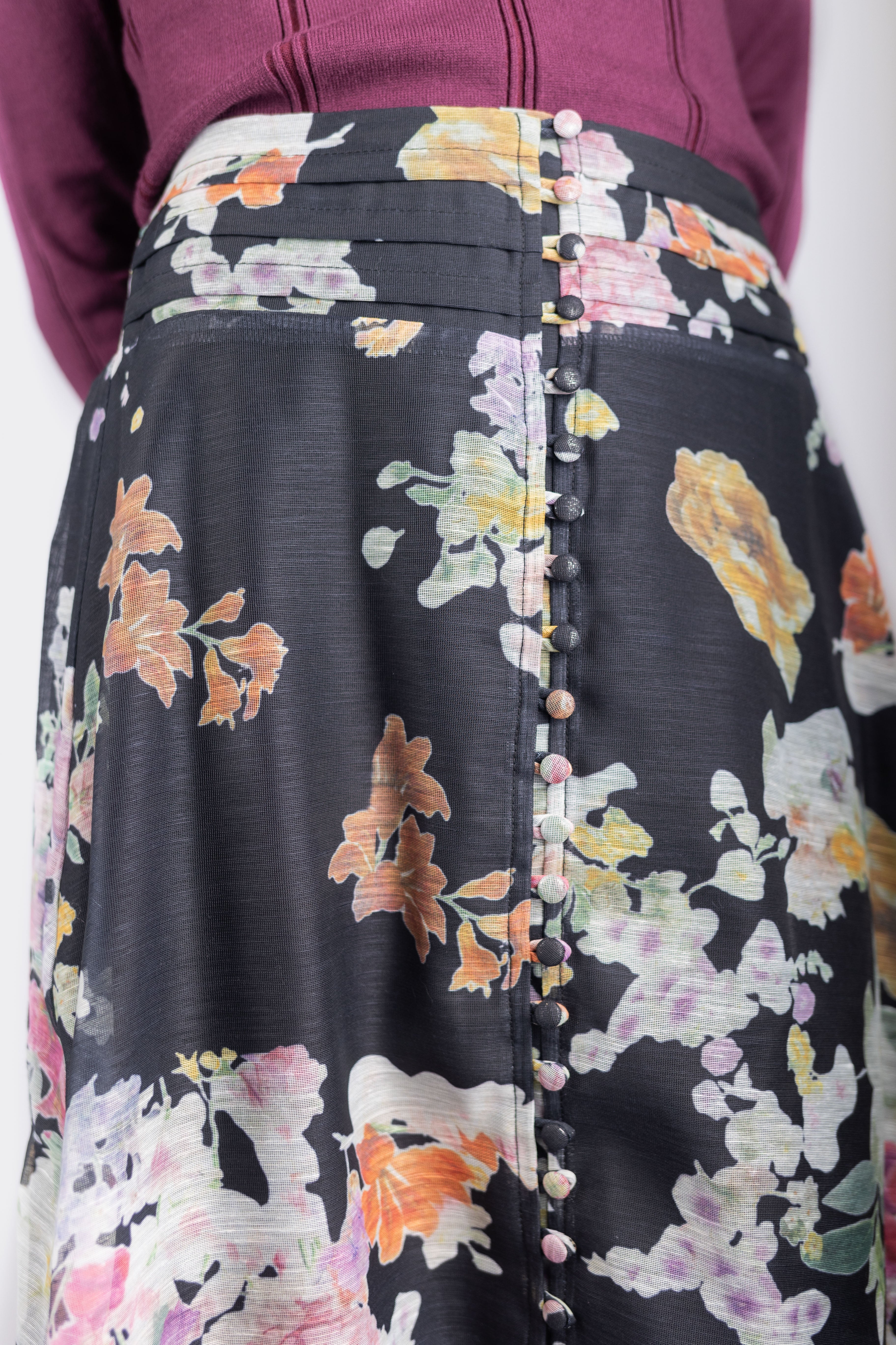 Josephine Skirt (Black Flower) – Yakira Bella