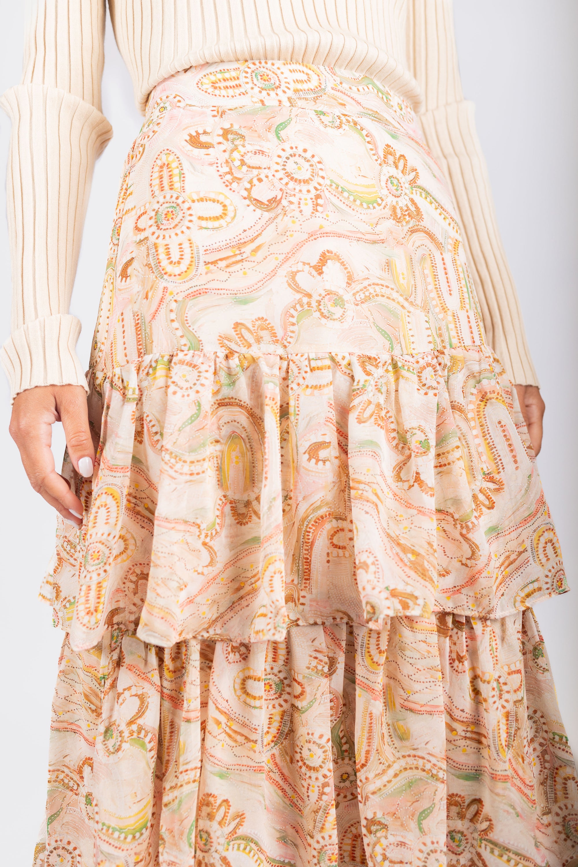 Suri Skirt (Beige/Multi)