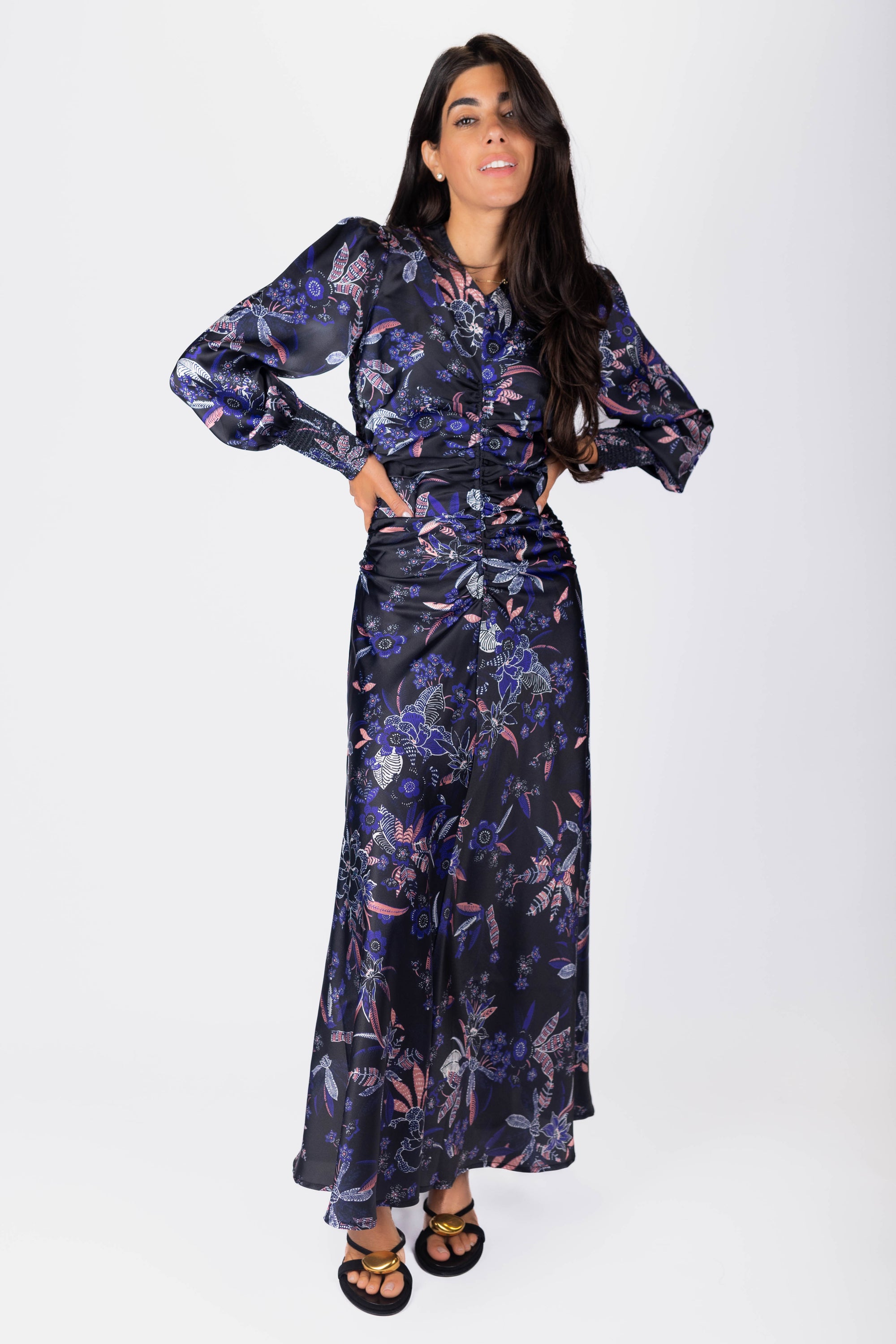 Audrey Dress Long Sleeve (Black Pattern)