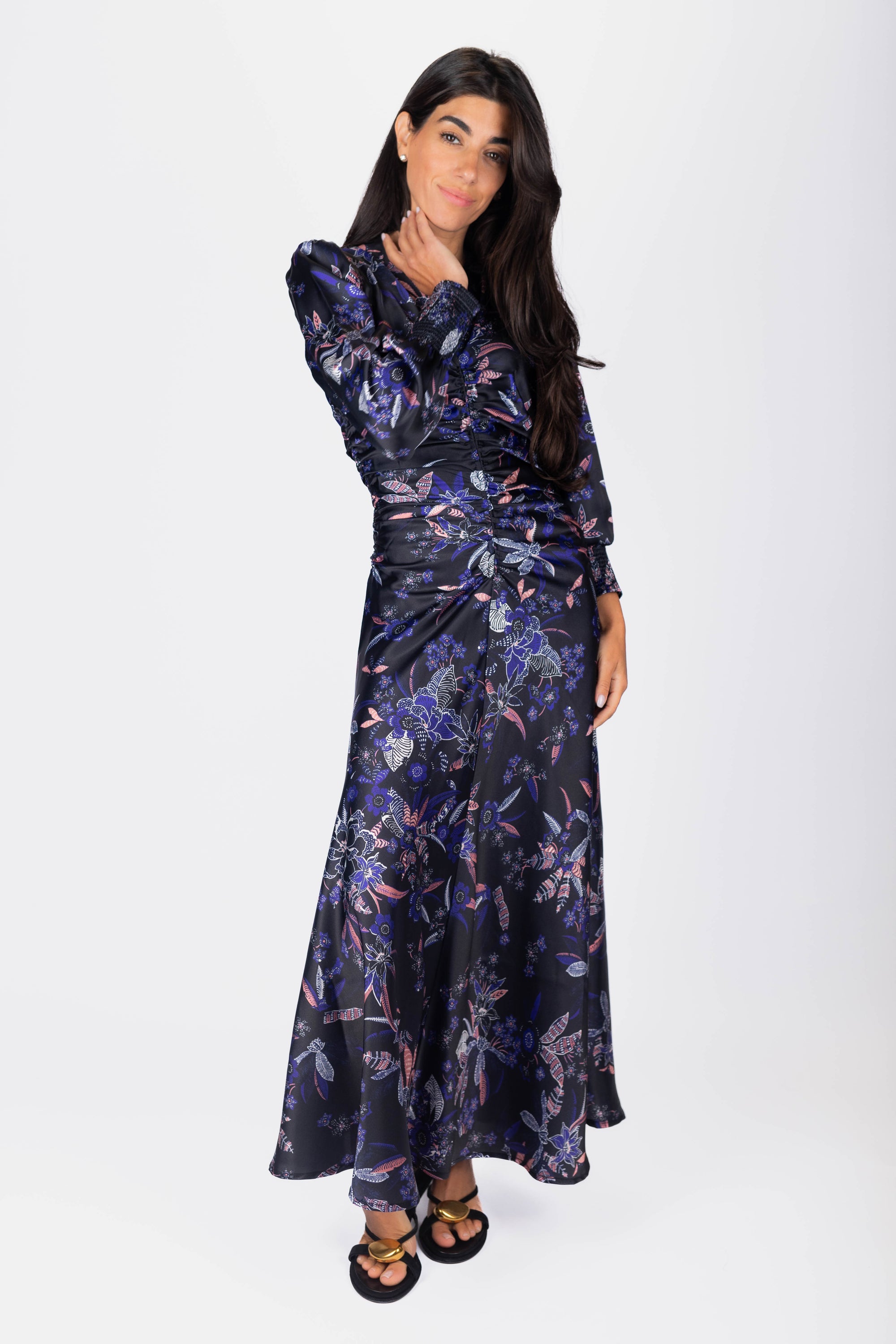 Audrey Dress Long Sleeve (Black Pattern)