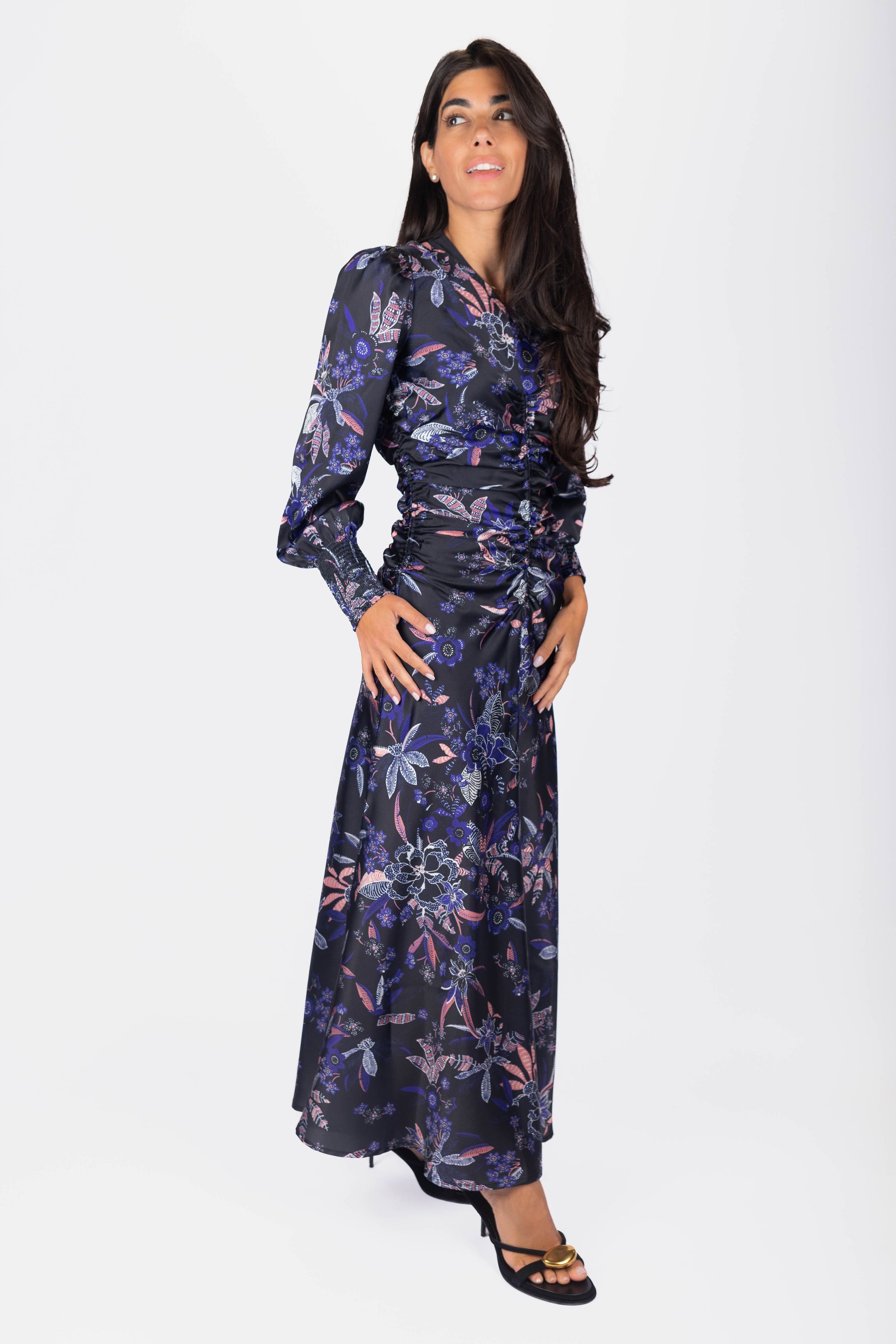 Audrey Dress Long Sleeve (Black Pattern)