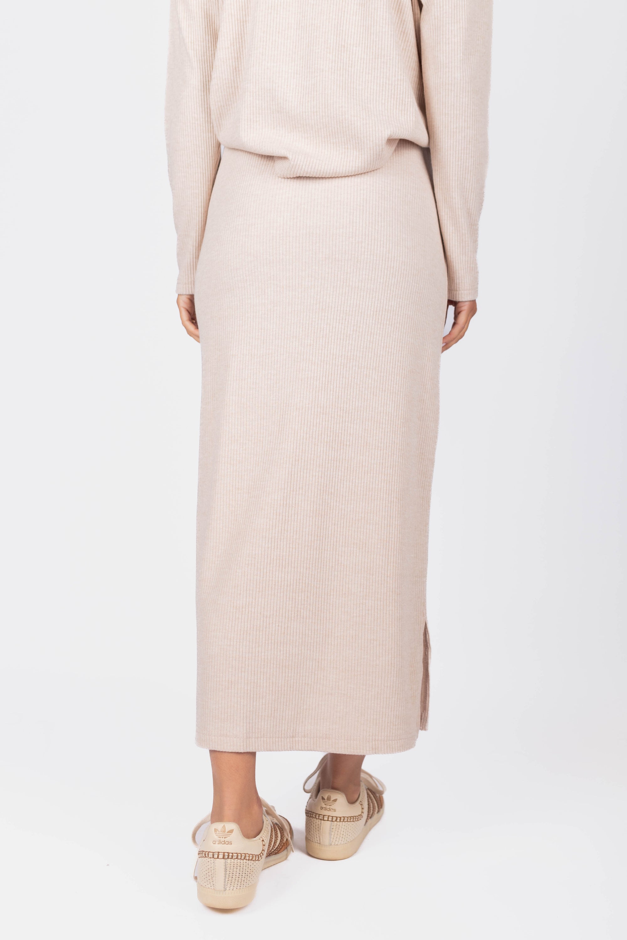 Callie Ribbed Skirt (Beige)