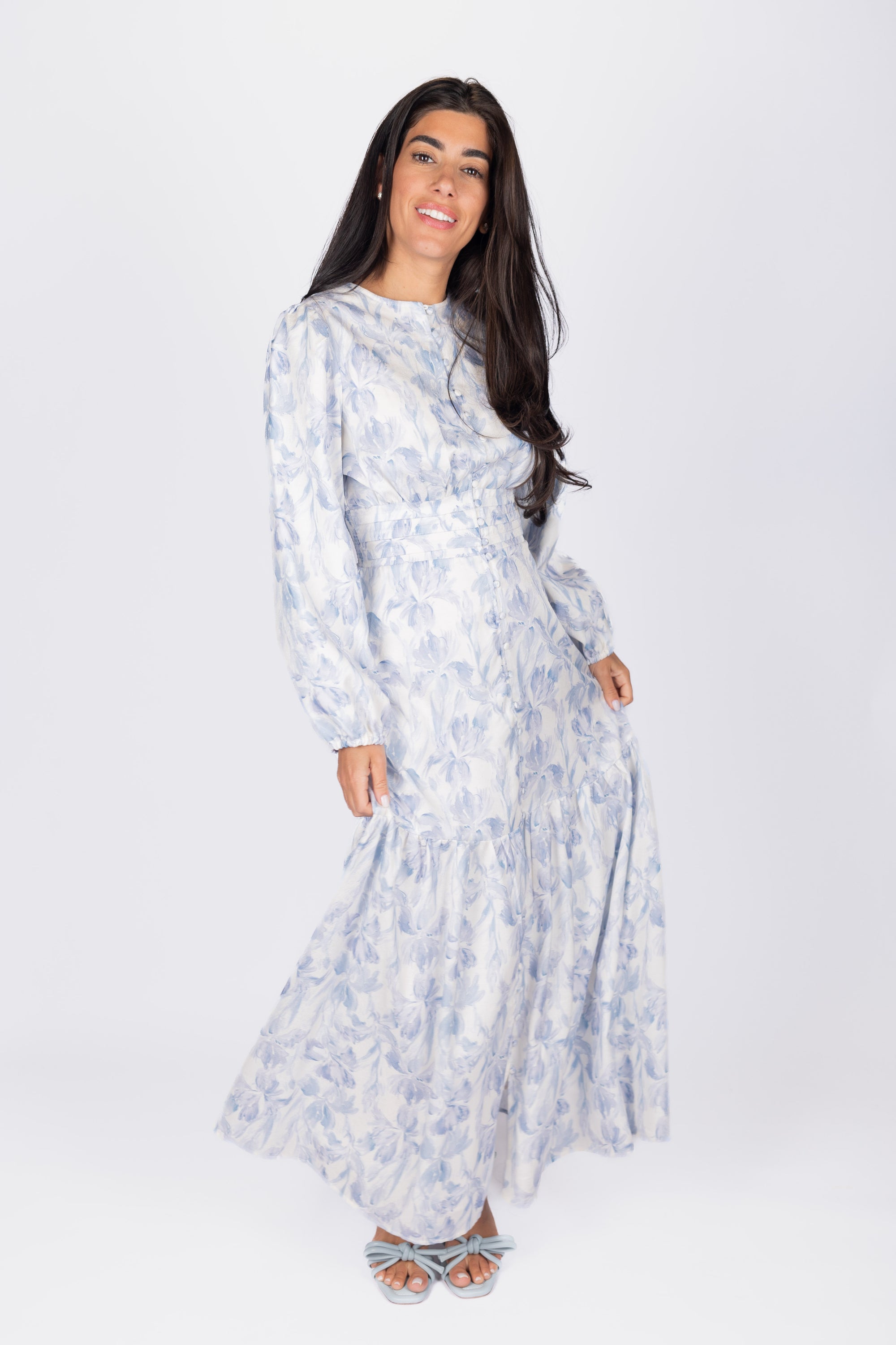 JOSEPHINE DRESS 53&quot; (BLUE/IVORY)