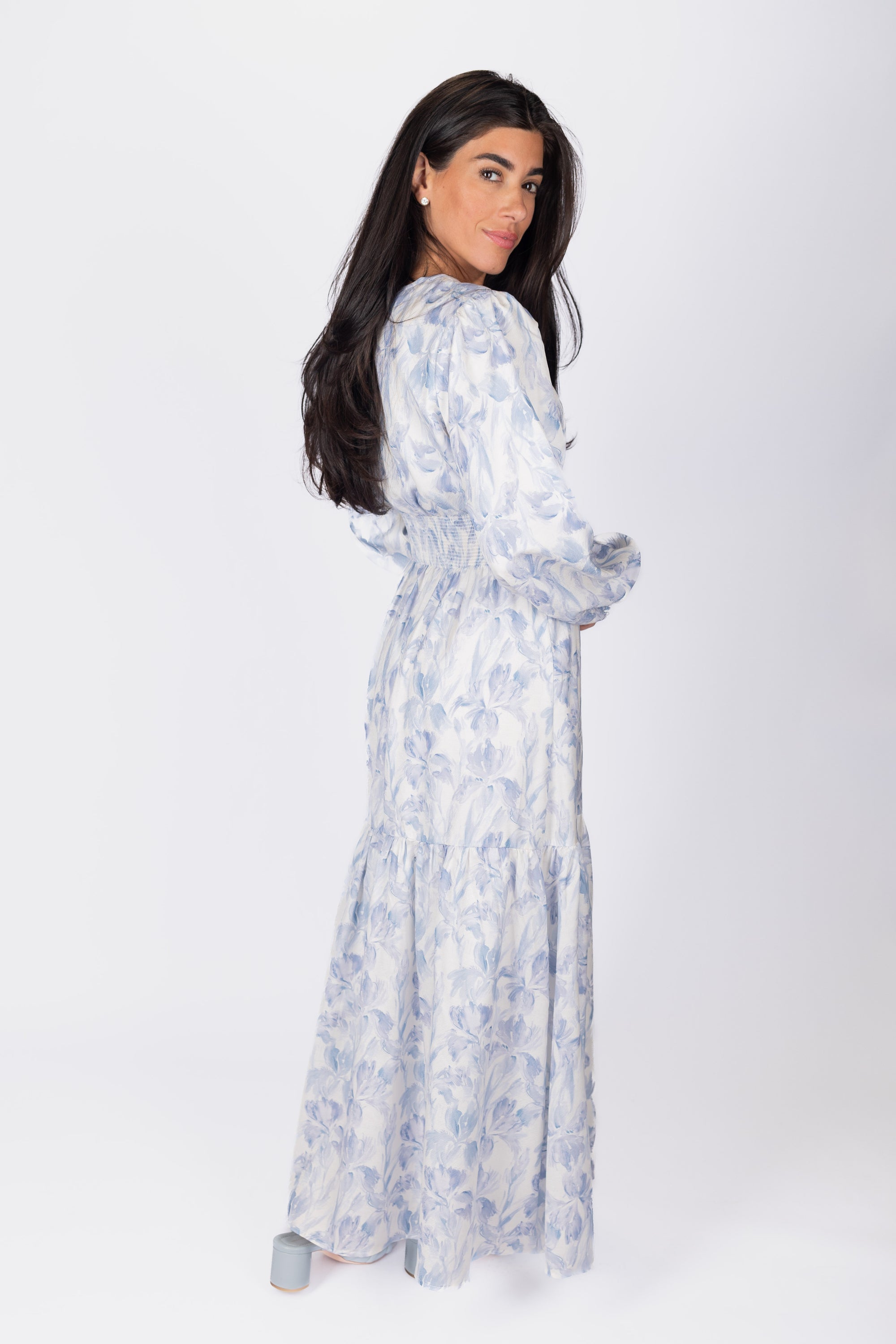 JOSEPHINE DRESS 53&quot; (BLUE/IVORY)