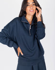 Mina Half Zip Top (Navy)