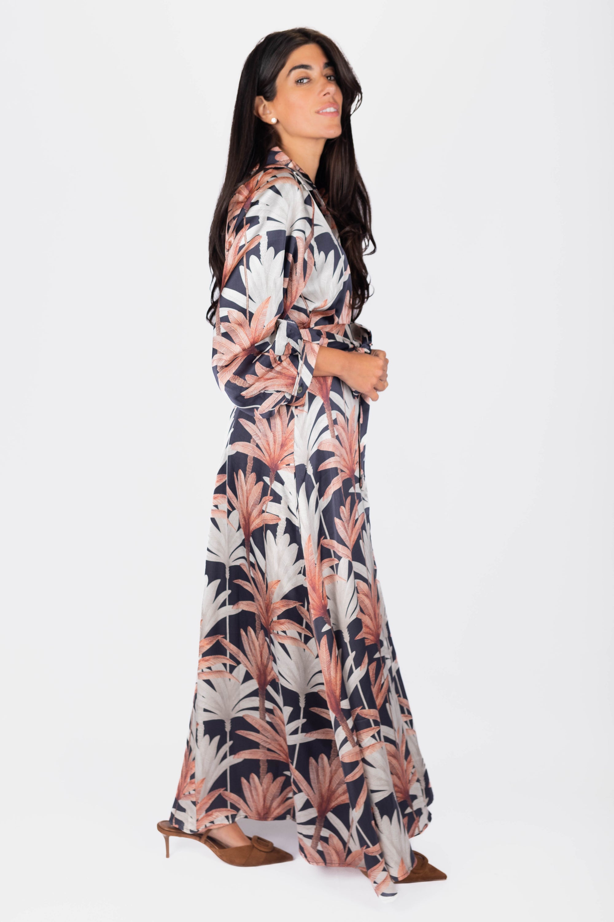 Mavis Dress 53&quot; (Navy Ground)