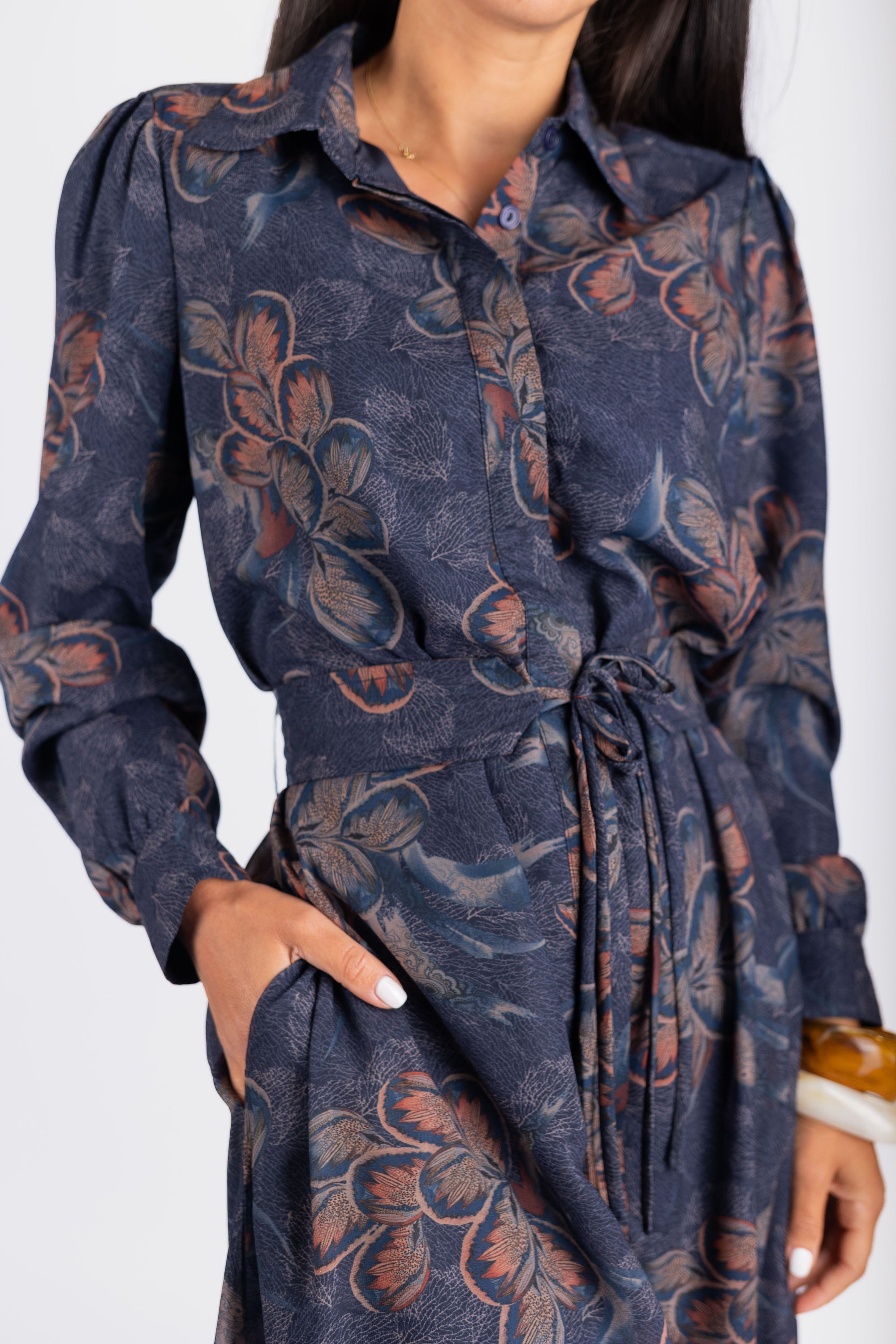 Lexi Dress 53&quot; (Navy/Pattern)