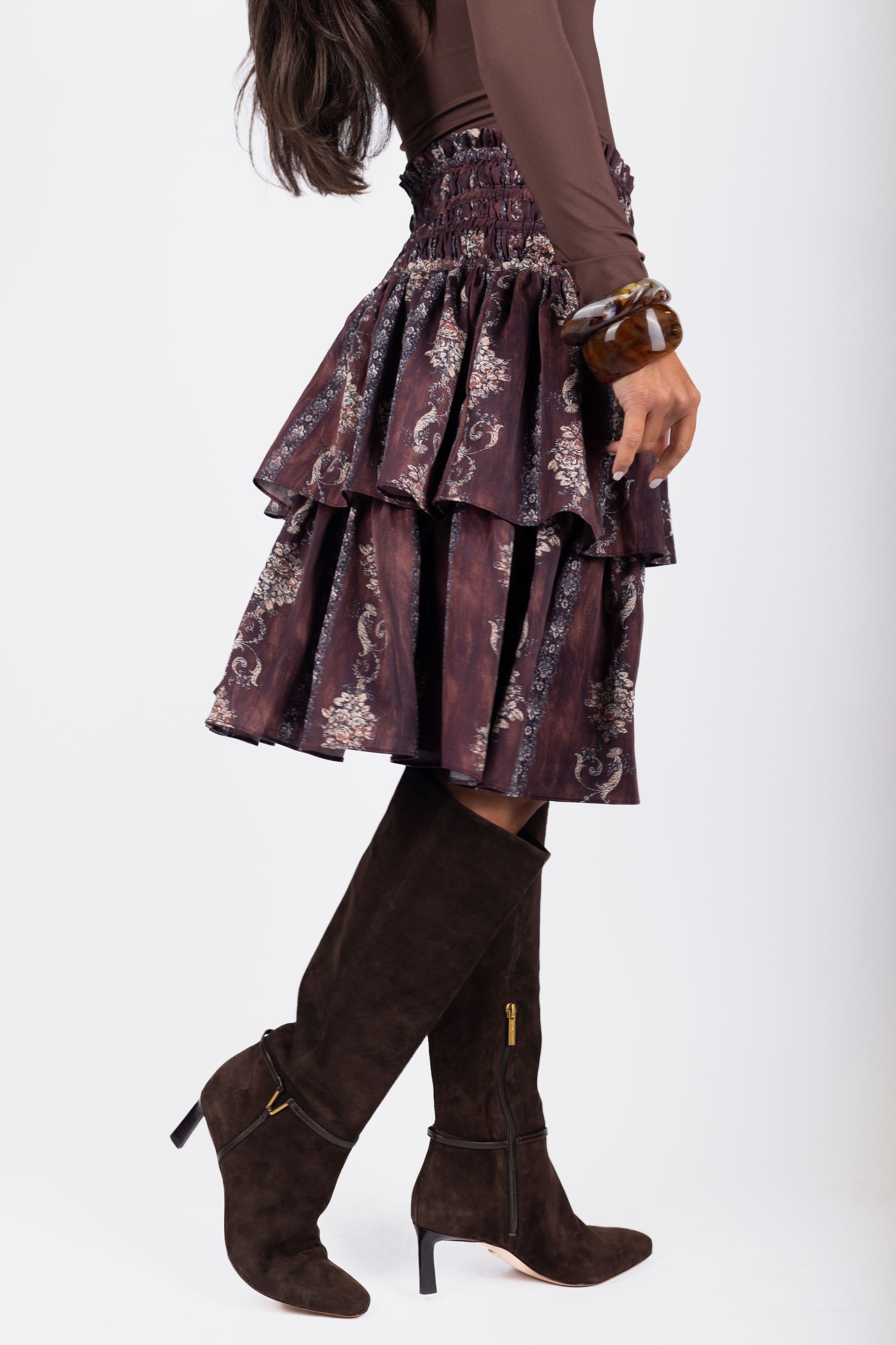 Zena Skirt (Brown Pattern) 23&quot;