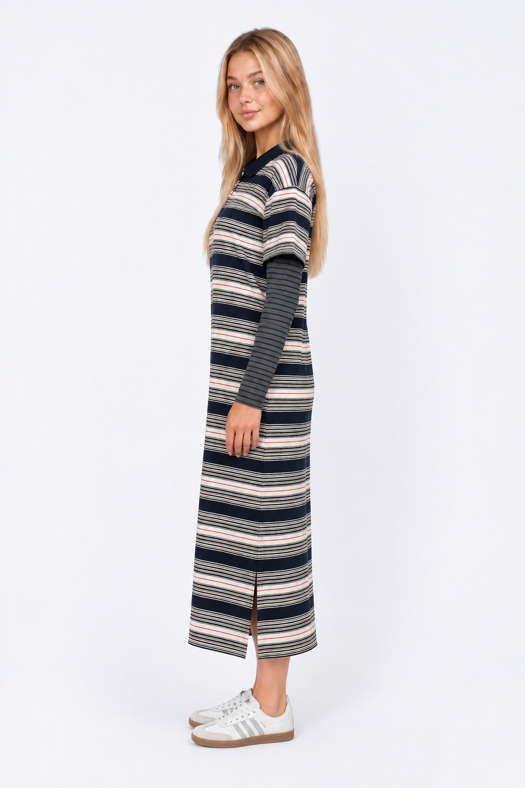 Jasmine Dress (Navy Stripe)