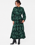 Leslie Dress (Dark Green Ground)