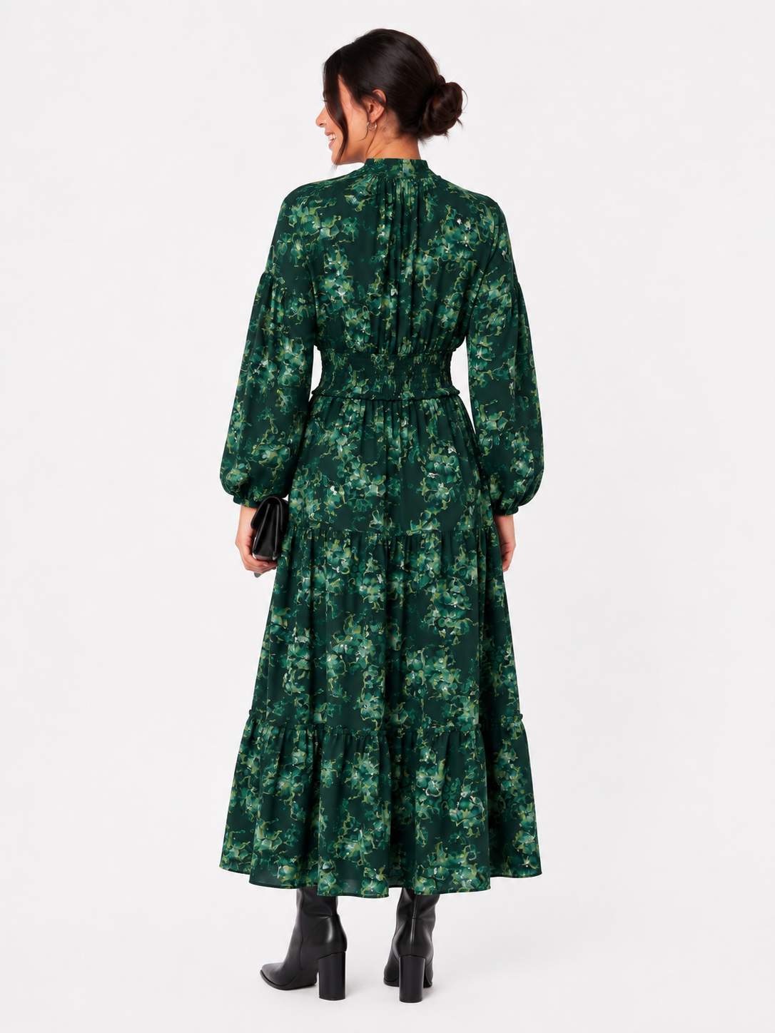 Leslie Dress (Dark Green Ground)