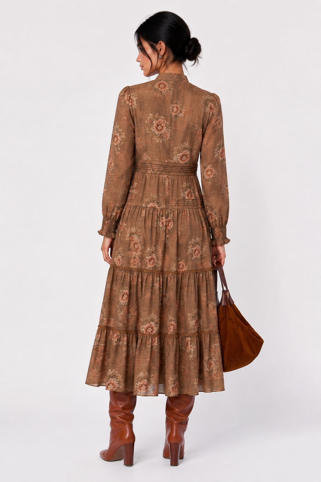 Rosana Dress (Brown Flower)