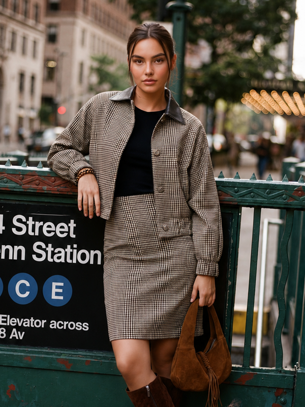 Delia Skirt (Brown) + Ciarra Skirt (Brown Plaid)