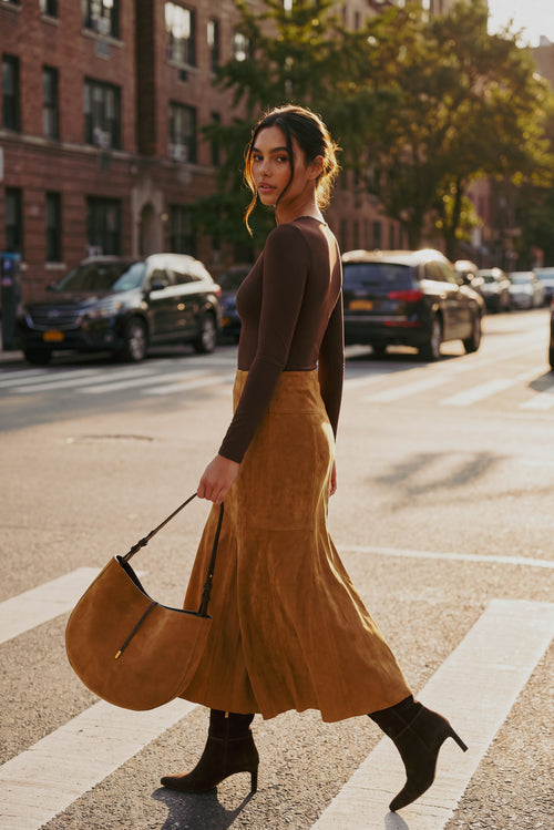Marina Top (Brown) + Jackie Skirt (Camel)