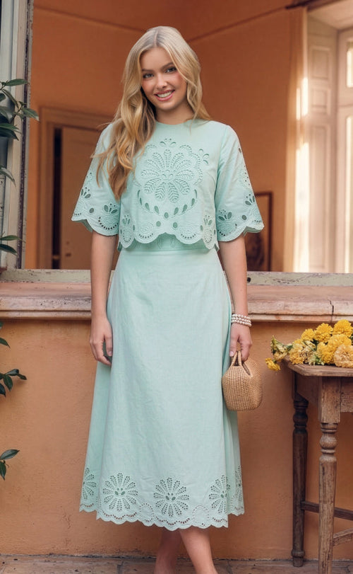Kenna Top (Light Blue) + Kenna Skirt (Light Blue)
