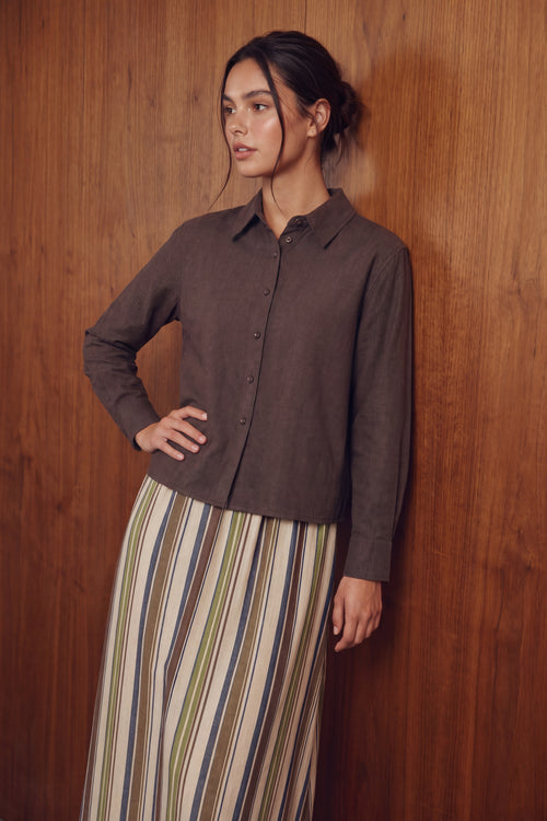 Parker Top (Brown) + Parker Skirt (Brown/Navy)