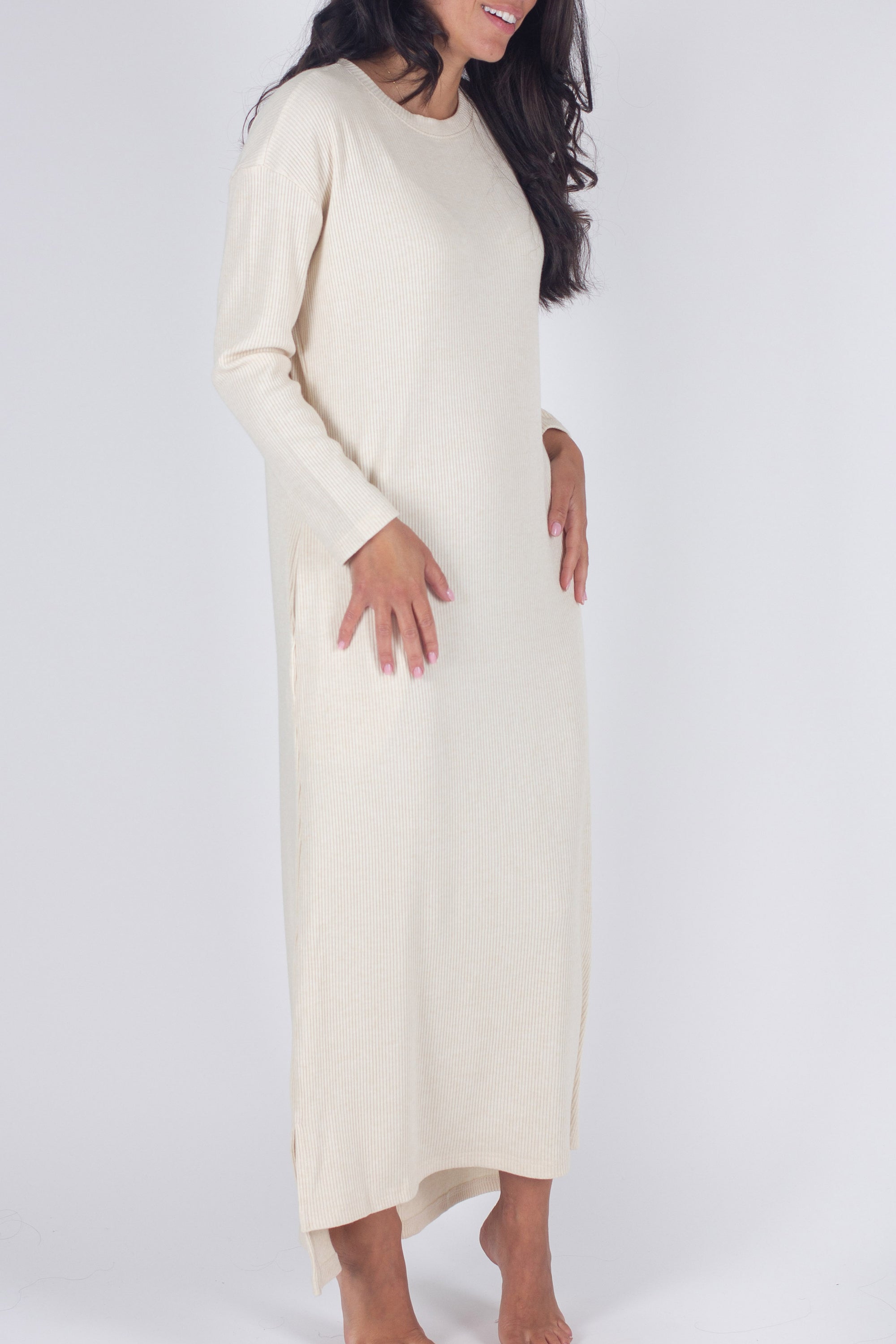 REESE DRESS LONG SLEEVE (IVORY) - Yakira Bella