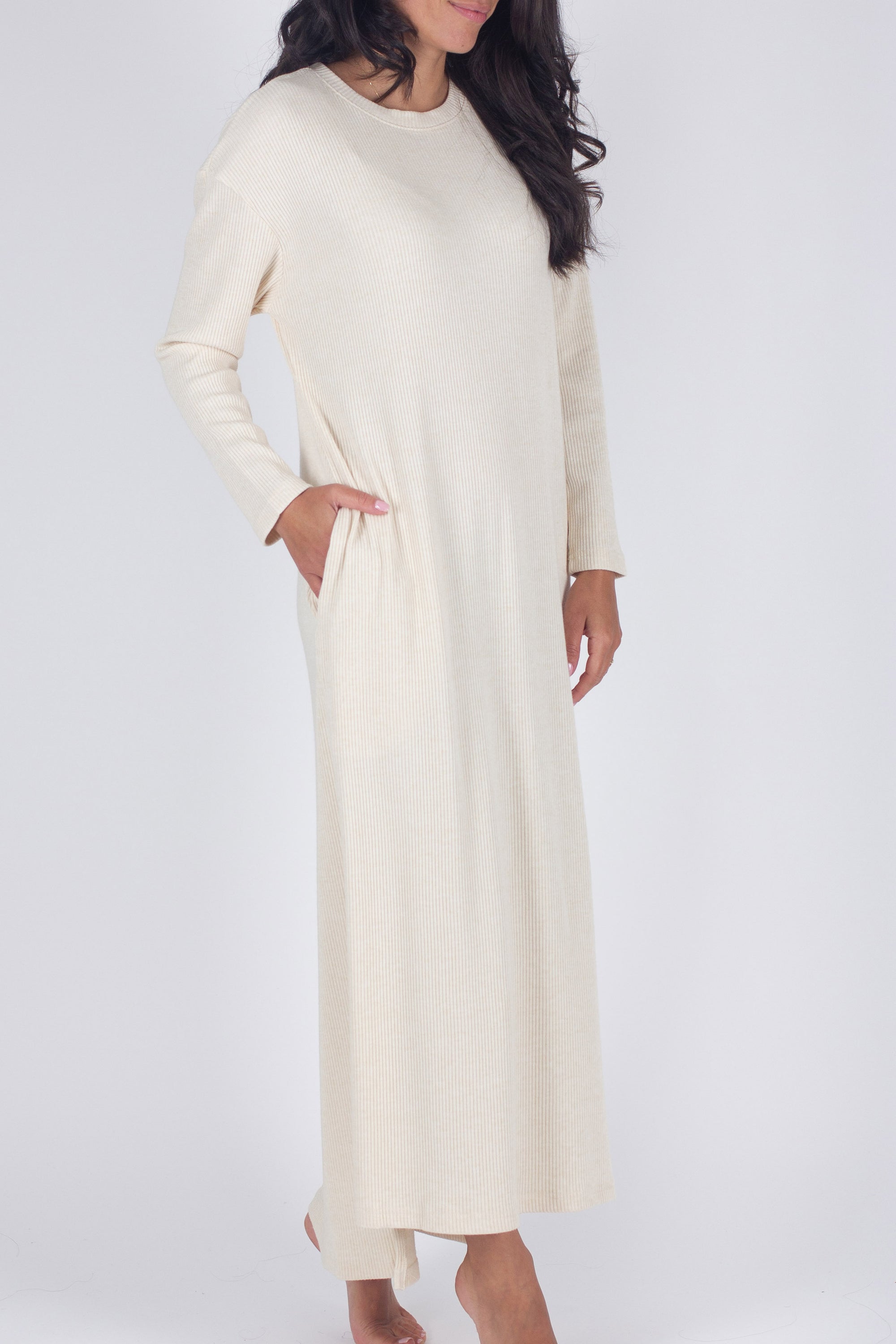 REESE DRESS LONG SLEEVE (IVORY) - Yakira Bella