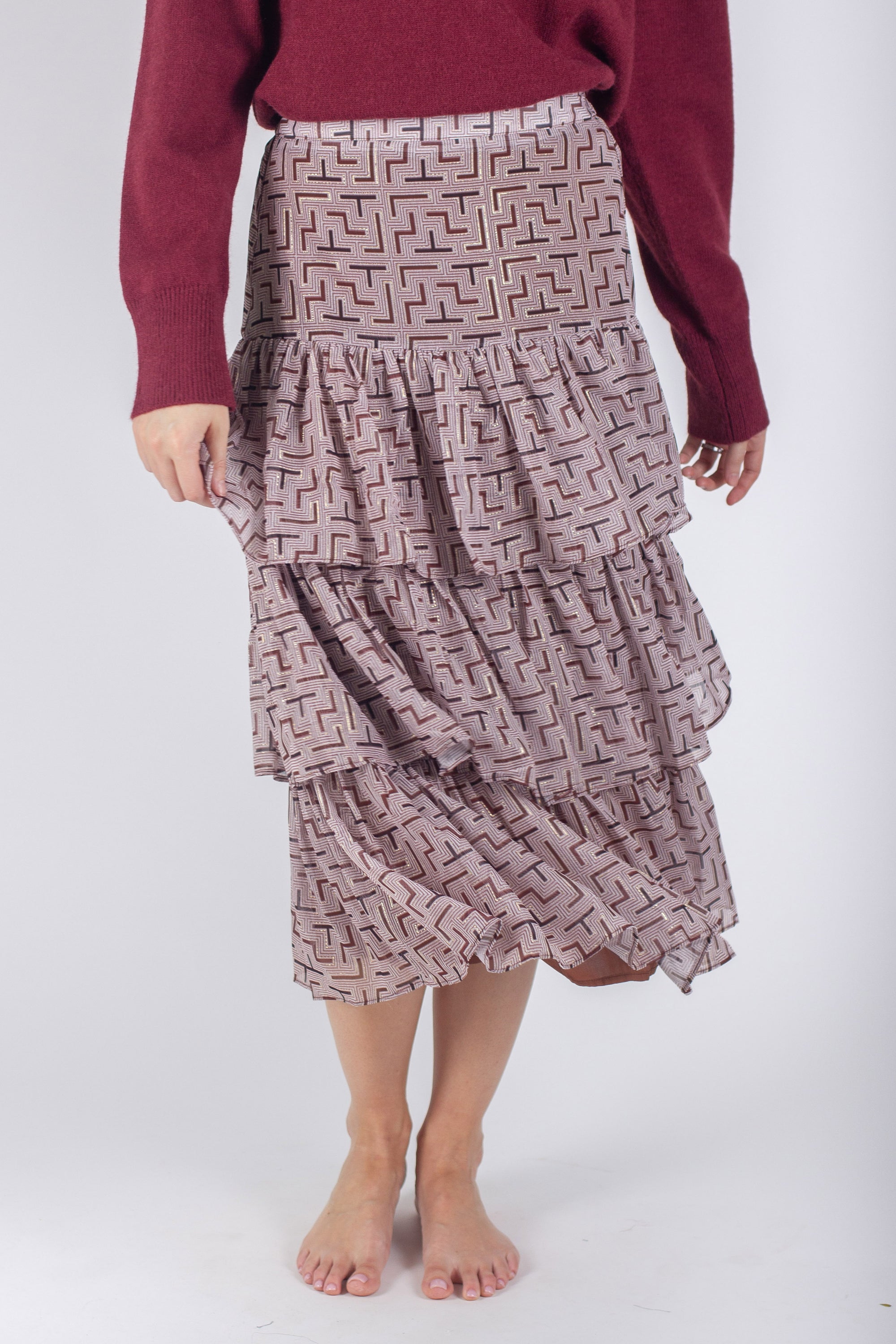 GIA SKIRT (BROWN PATTERN) - Yakira Bella