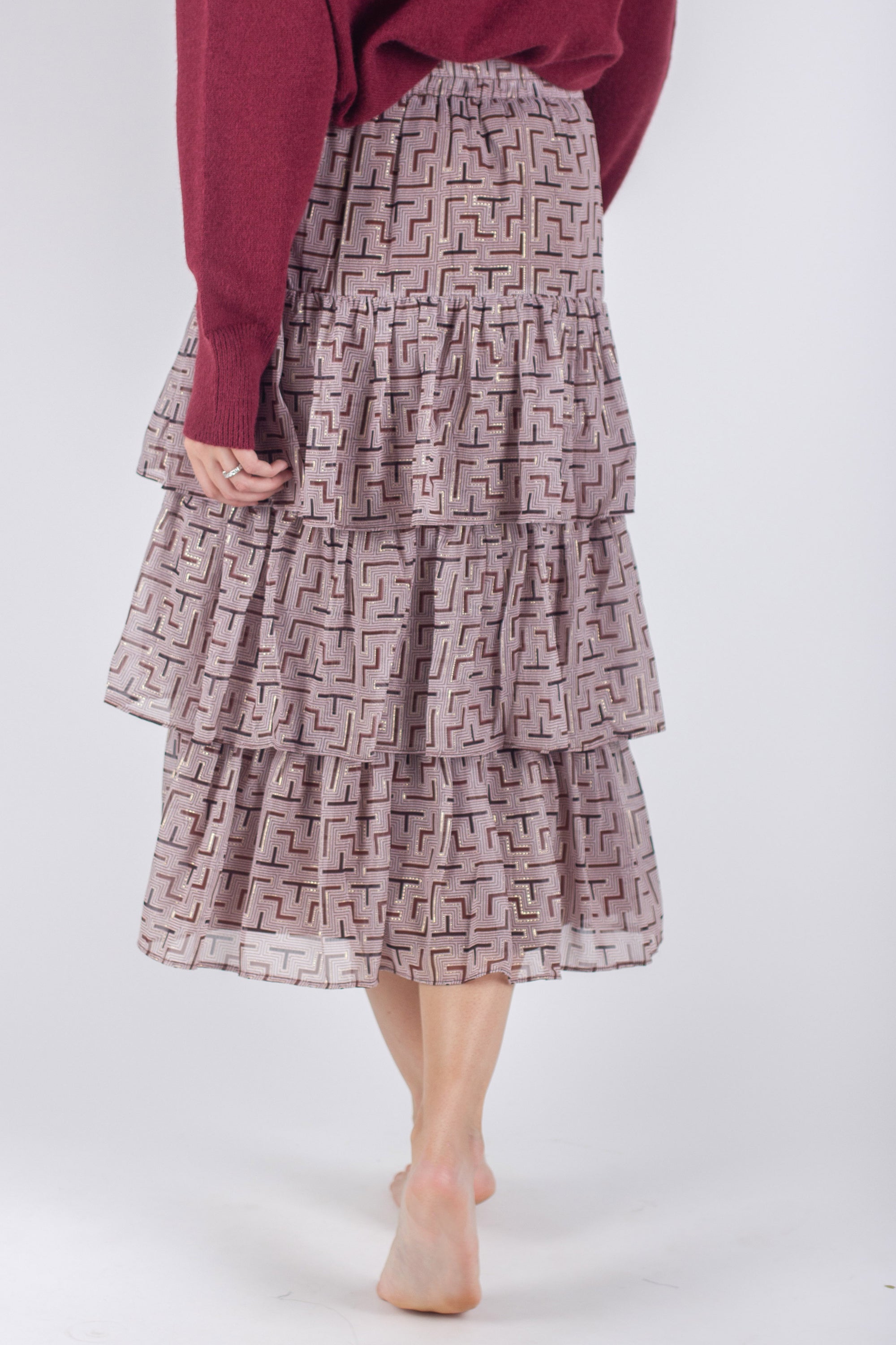 GIA SKIRT (BROWN PATTERN) - Yakira Bella