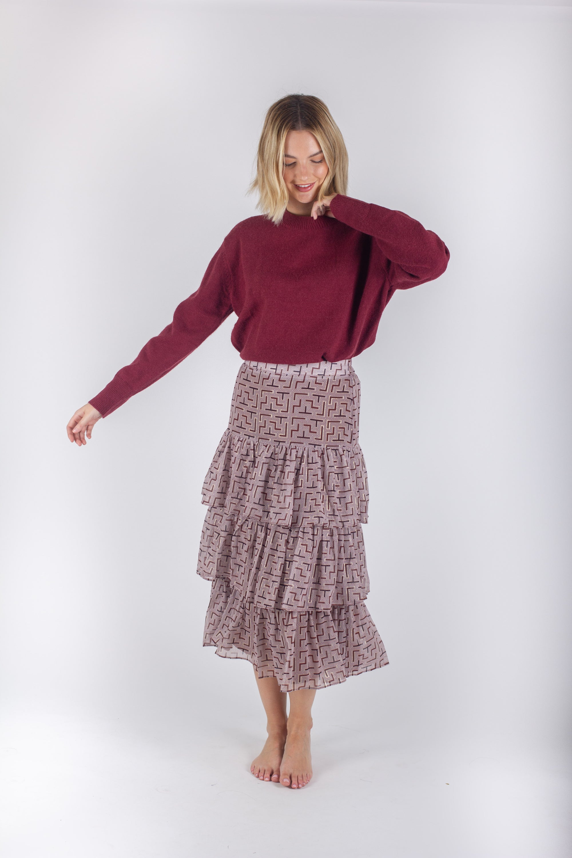 GIA SKIRT (BROWN PATTERN) - Yakira Bella