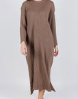 REESE DRESS WAFFLE Long Sleeve (BROWN) - Yakira Bella