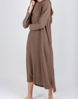 REESE DRESS WAFFLE Long Sleeve (BROWN) - Yakira Bella