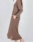 REESE DRESS WAFFLE Long Sleeve (BROWN) - Yakira Bella