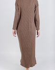 REESE DRESS WAFFLE Long Sleeve (BROWN) - Yakira Bella