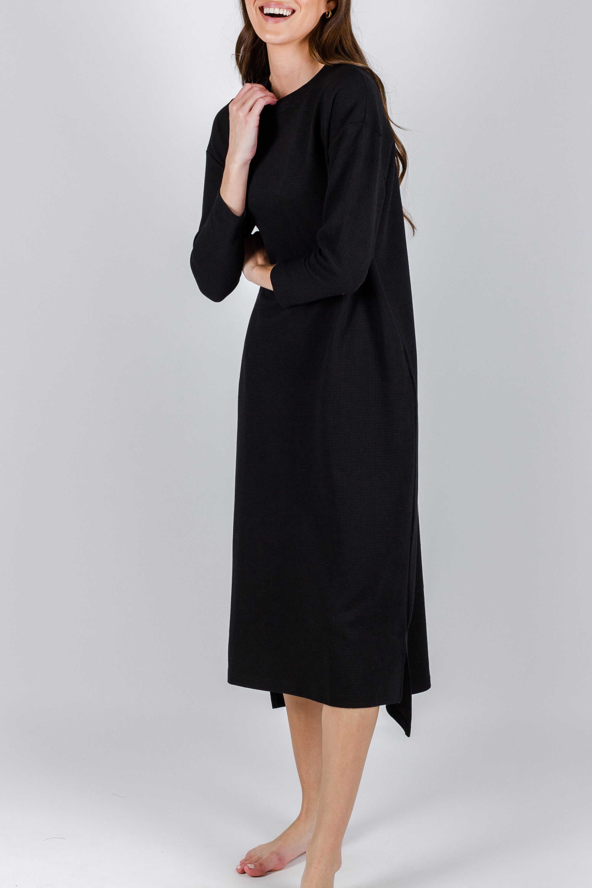 REESE DRESS LONG SLEEVE (BLACK) - Yakira Bella