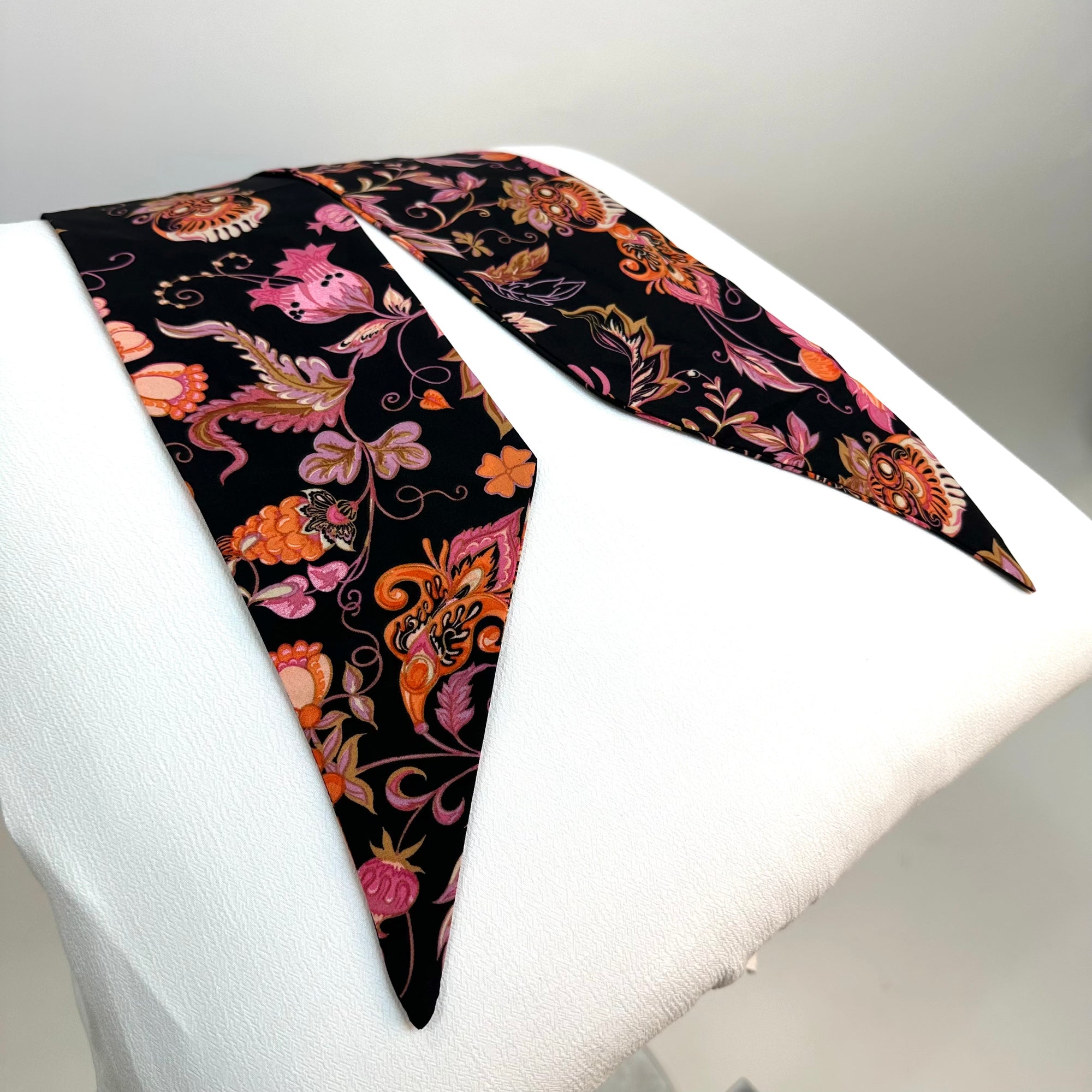 HAIR SCARF (BLACK FLOWER/PINK) - Yakira Bella