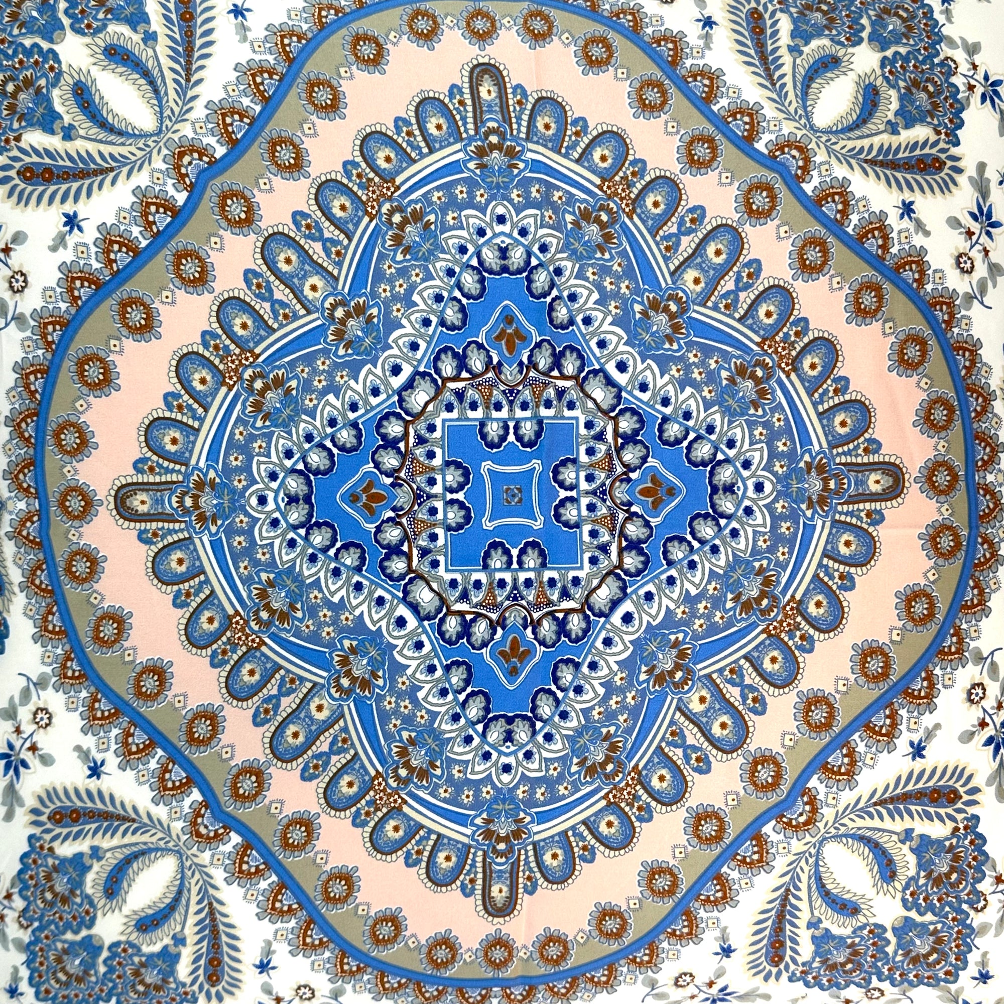 SQUARE HEAD SCARF (BLUE/BROWN) - Yakira Bella