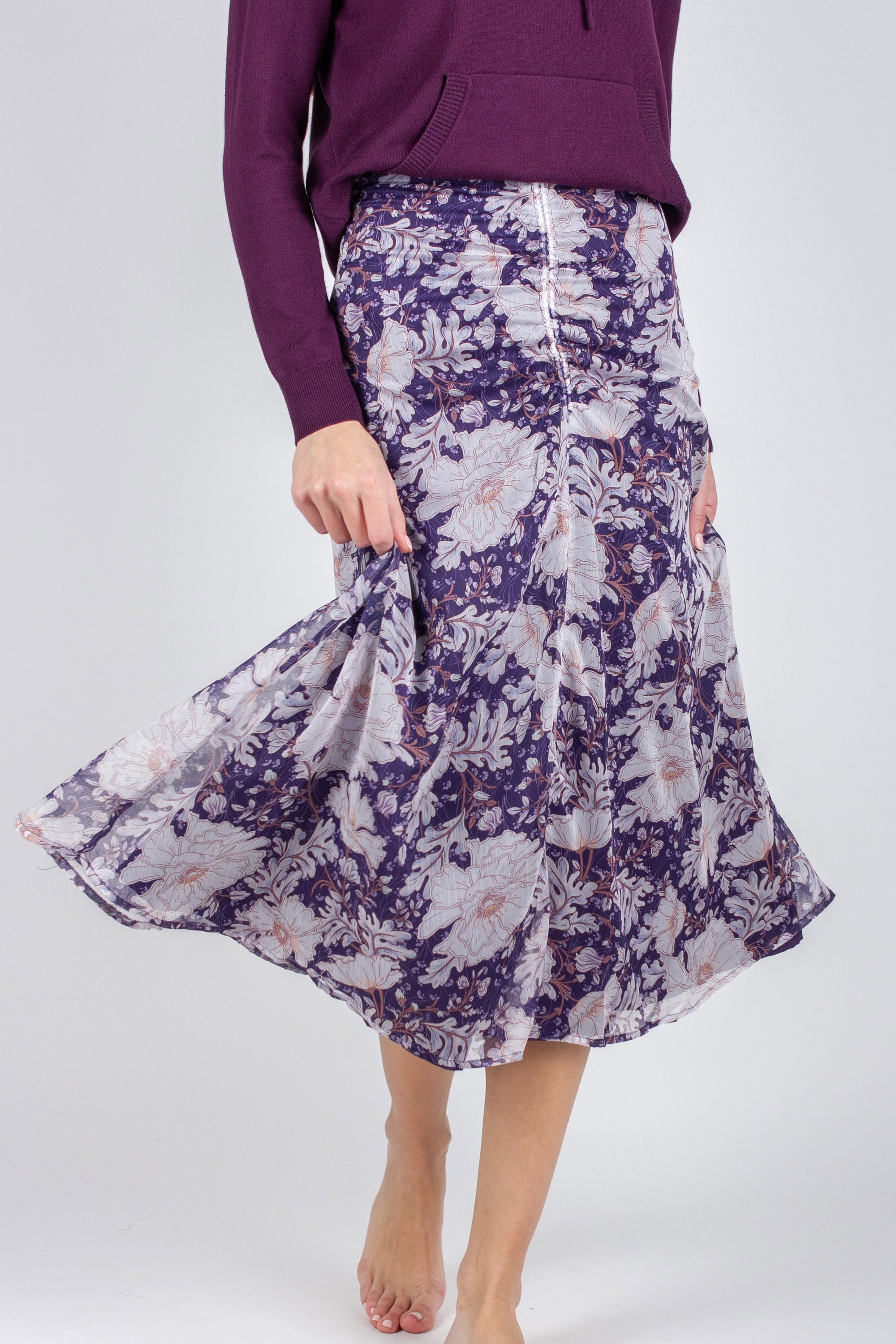 SYLVIE SKIRT (PURPLE FLOWER) - Yakira Bella