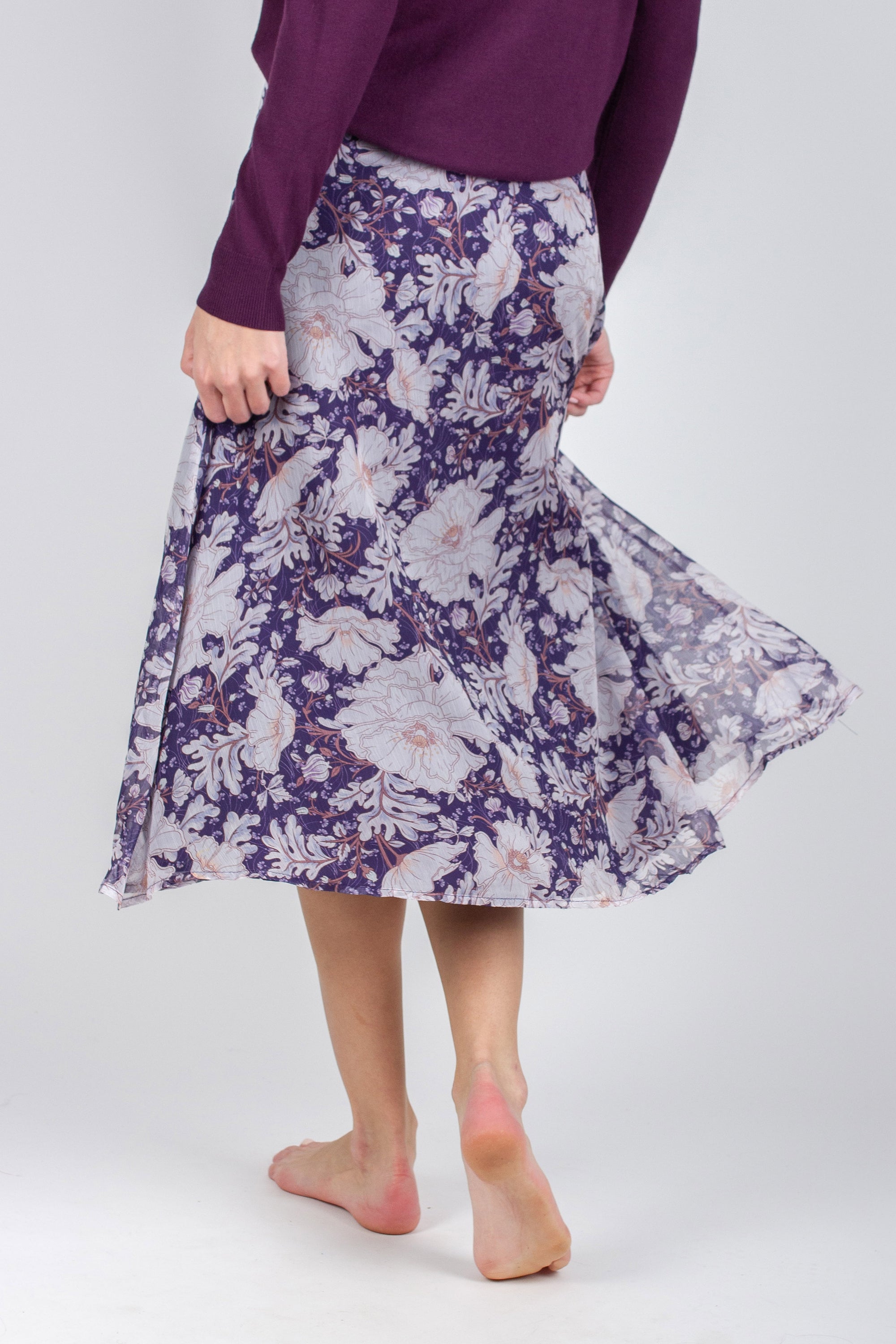 SYLVIE SKIRT (PURPLE FLOWER) - Yakira Bella