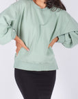 CREWNECK SIDE SLIT SWEATSHIRT (LIGHT GREEN)