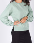 CREWNECK SIDE SLIT SWEATSHIRT (LIGHT GREEN)