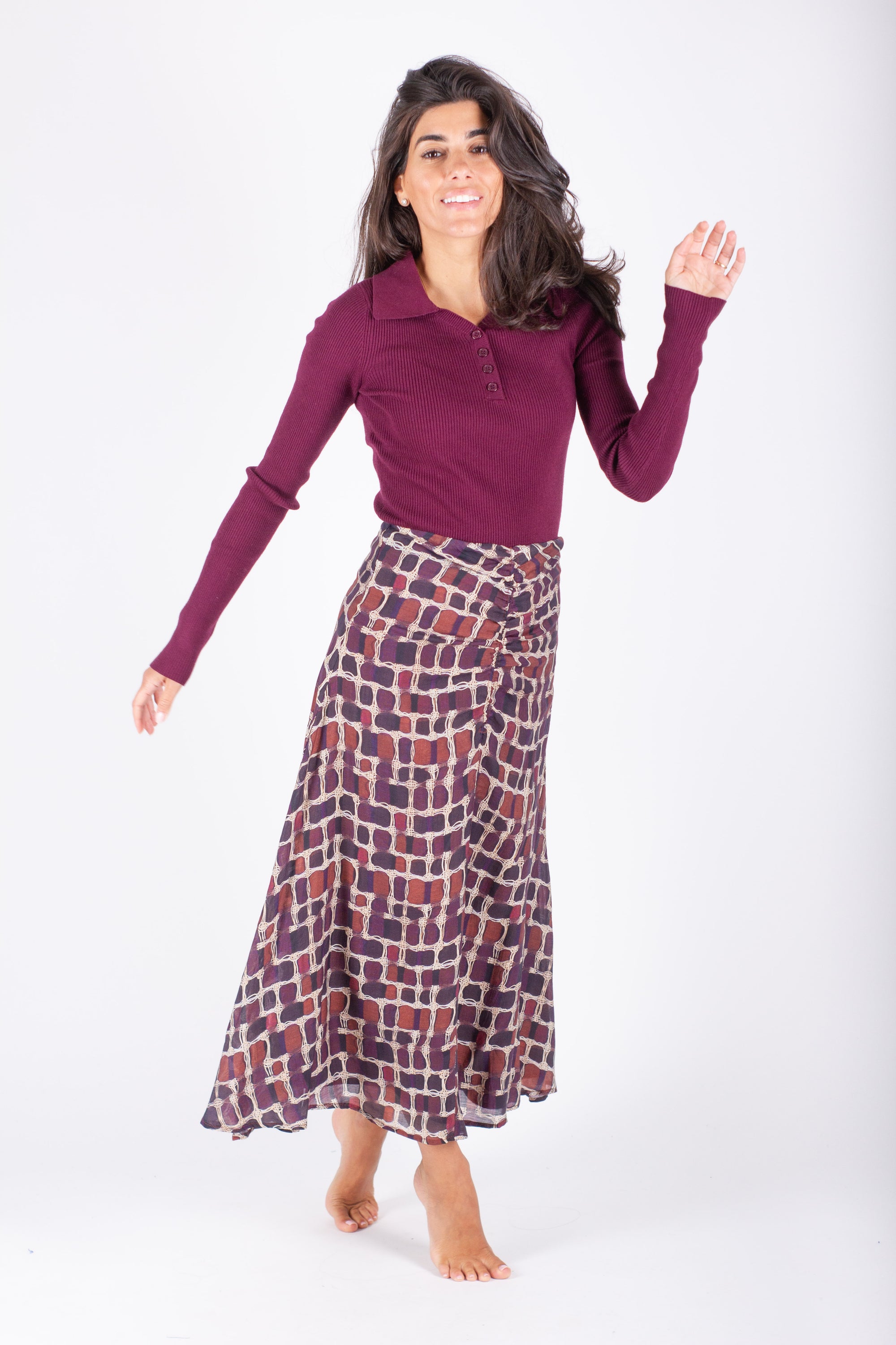 SYLVIE SKIRT (BURGUNDY)