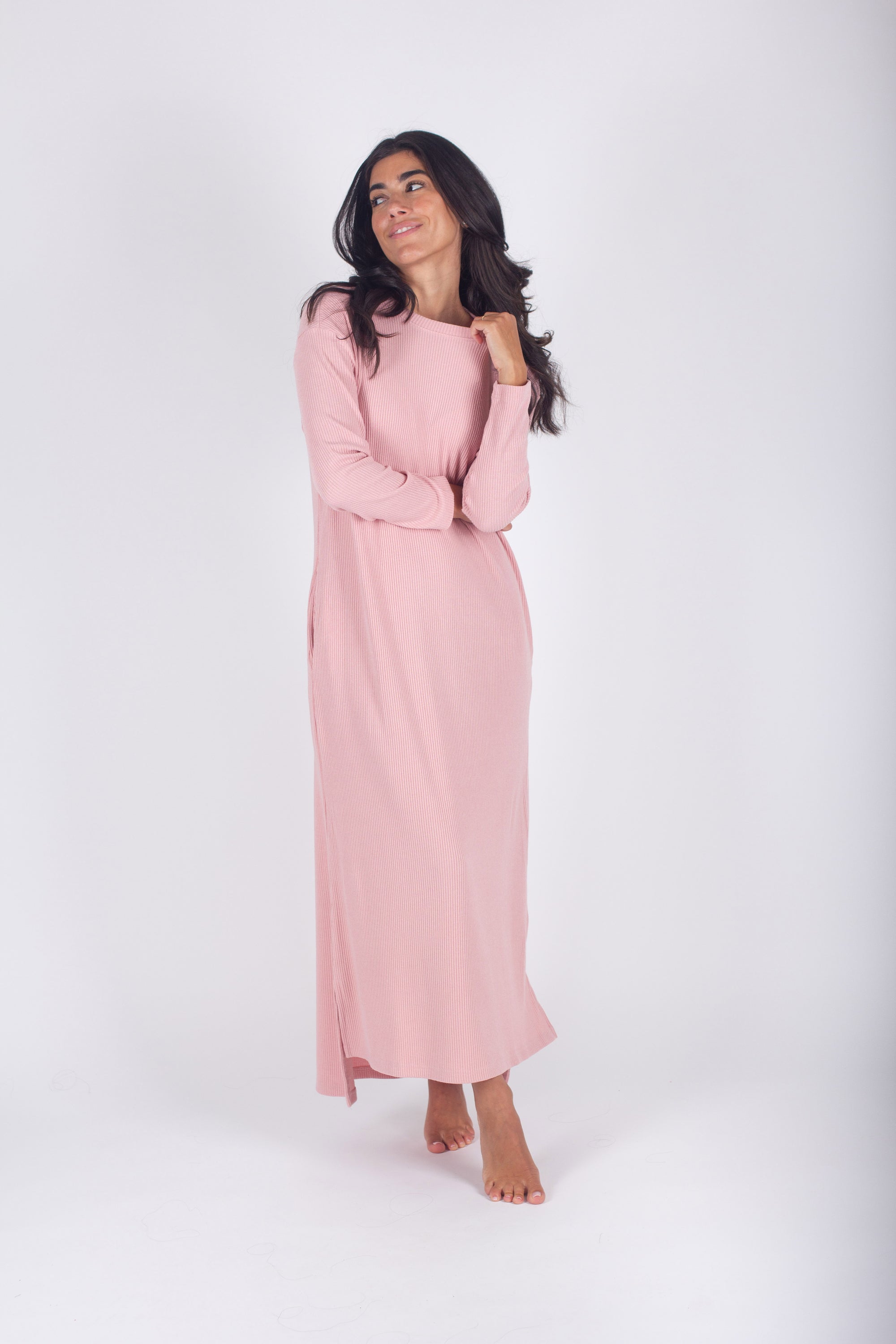 REESE DRESS LONG SLEEVE (PINK) - Yakira Bella