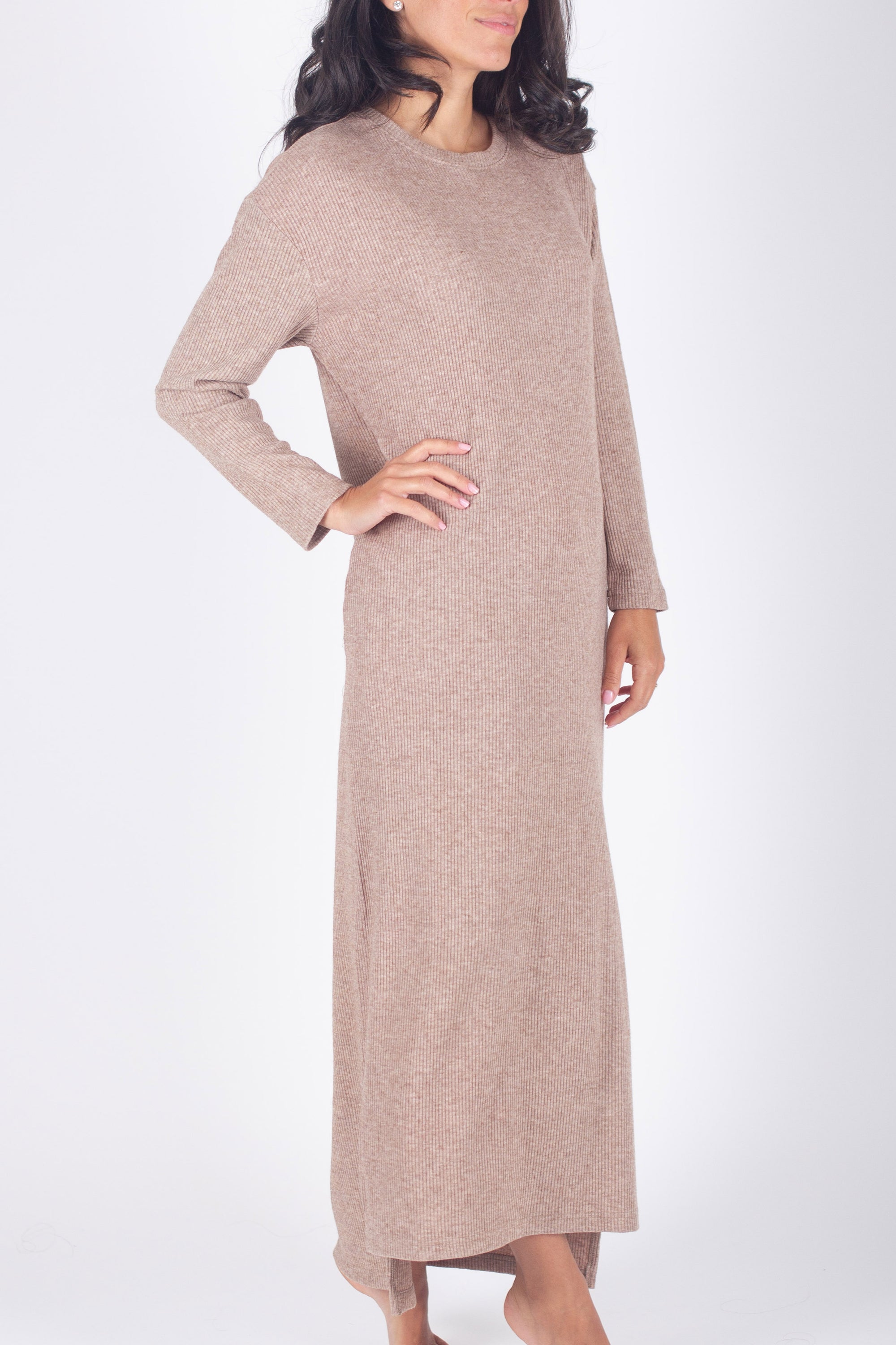 REESE DRESS LONG SLEEVE (BROWN) - Yakira Bella