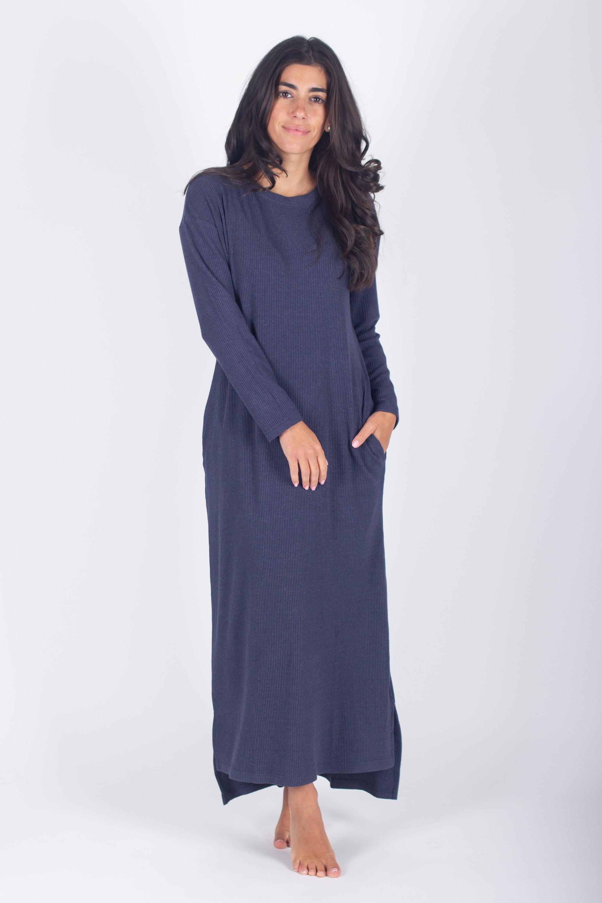 REESE DRESS LONG SLEEVE (NAVY) - Yakira Bella